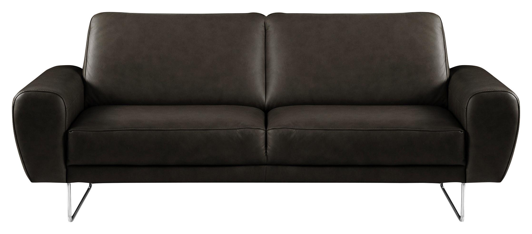 2-Sitzer-Sofa Spring Schwarz Chrom B: 177 cm - Chromfarben/Schwarz, Design, Leder (177/85/92cm) - Livetastic