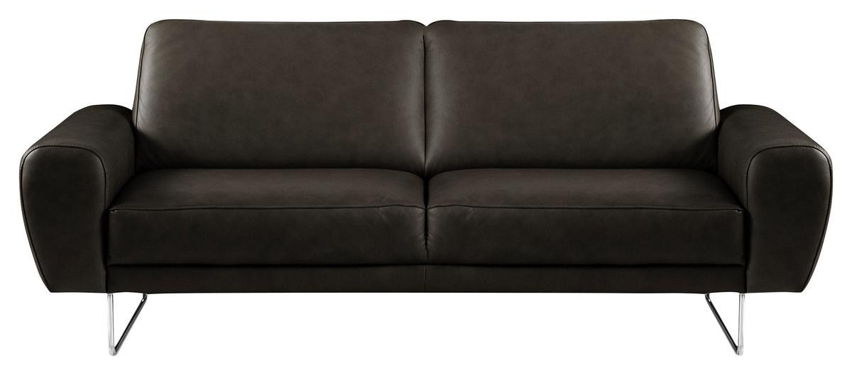 2-Sitzer-Sofa Spring Schwarz Chrom B: 177 cm - Chromfarben/Schwarz, Design, Leder (177/85/92cm) - Livetastic