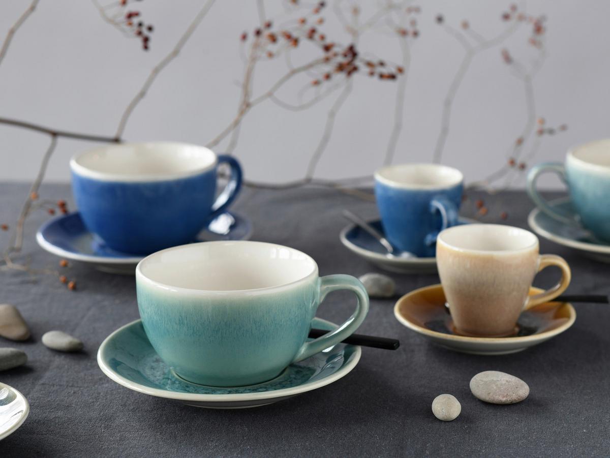 Cappuccinotasse mit Untertass Caldera Mix Multicolor - Multicolor, Basics, Keramik - Creatable