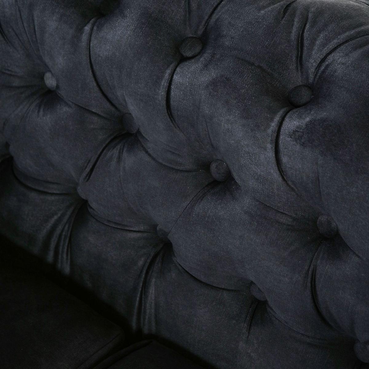 Chesterfield-Sofa Slopes Anthrazit B: 203 cm - Anthrazit/Schwarz, KONVENTIONELL, Textil (203/79/93cm) - Livetastic