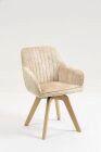 Armlehnstuhl Hanna Beige, Sitzfl. 180° Drehb. - Beige/Buchefarben, KONVENTIONELL, Holz/Textil (63/83/63cm)