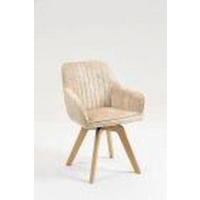 Armlehnstuhl Hanna Beige, Sitzfl. 180° Drehb. - Beige/Buchefarben, KONVENTIONELL, Holz/Textil (63/83/63cm) - MID.YOU