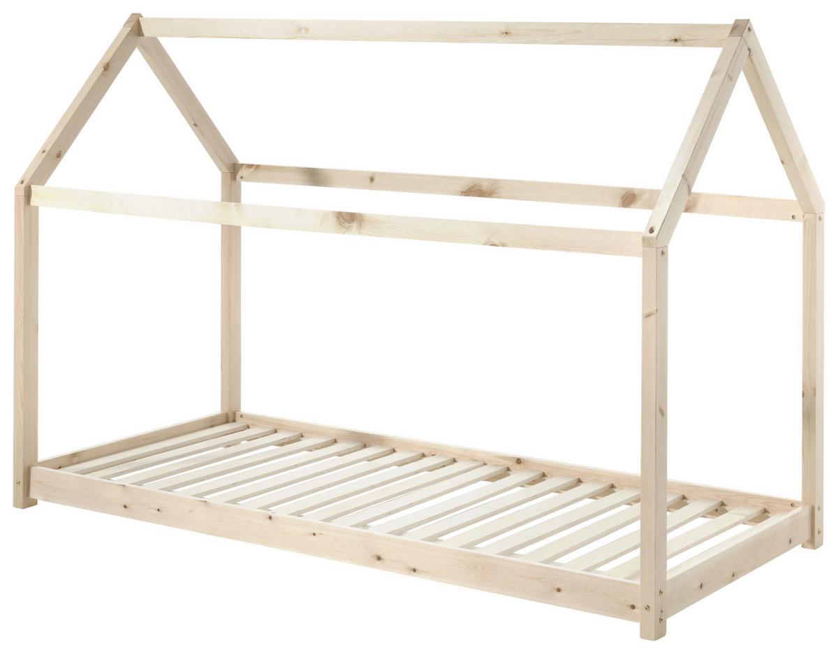 Hausbett Cabane 90x200 Cm Kiefer Echtholz Natur - Kieferfarben, MODERN, Holz (90/200cm) - Vipack