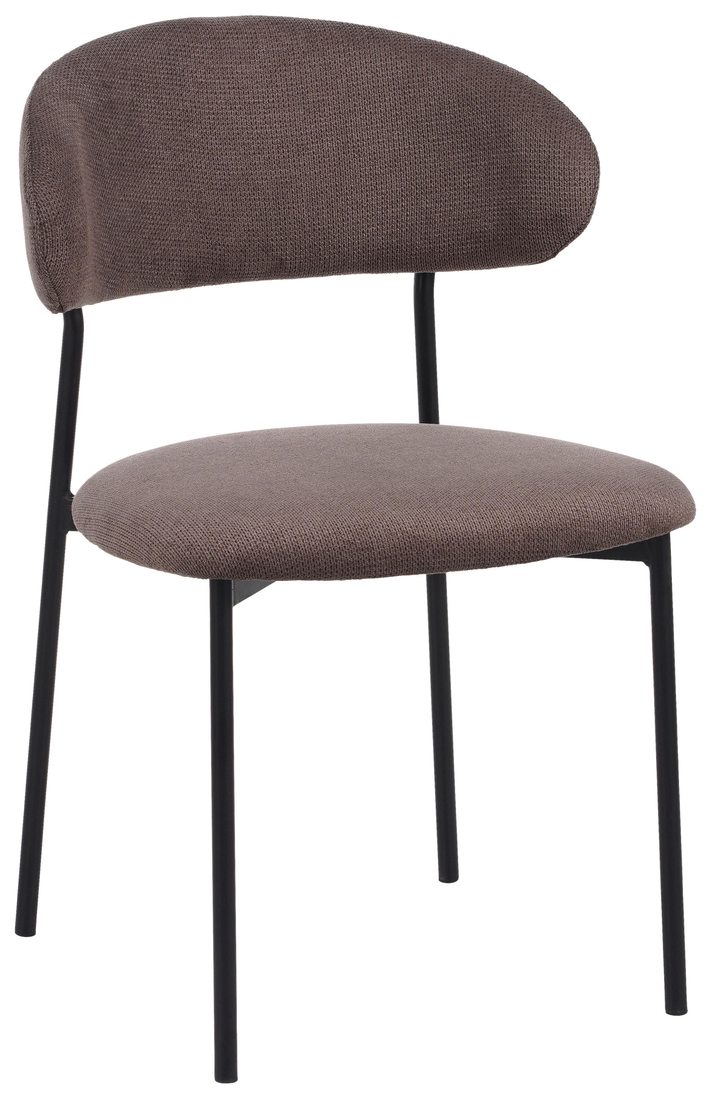Vierfußstuhl Fenja Webstoff Braun, B: 53 cm - Schwarz/Braun, KONVENTIONELL, Textil/Metall (53/80/57cm) - MID.YOU
