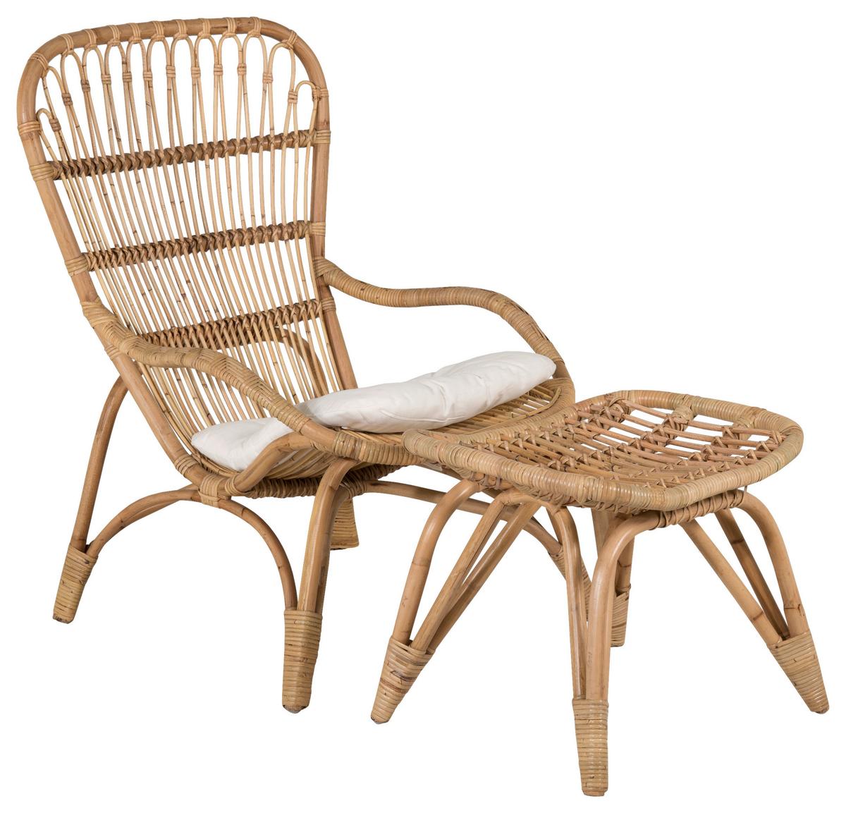 Loungesessel Ella - Braun/Weiß, KONVENTIONELL, Holz (66/95/131cm) - Gardenson