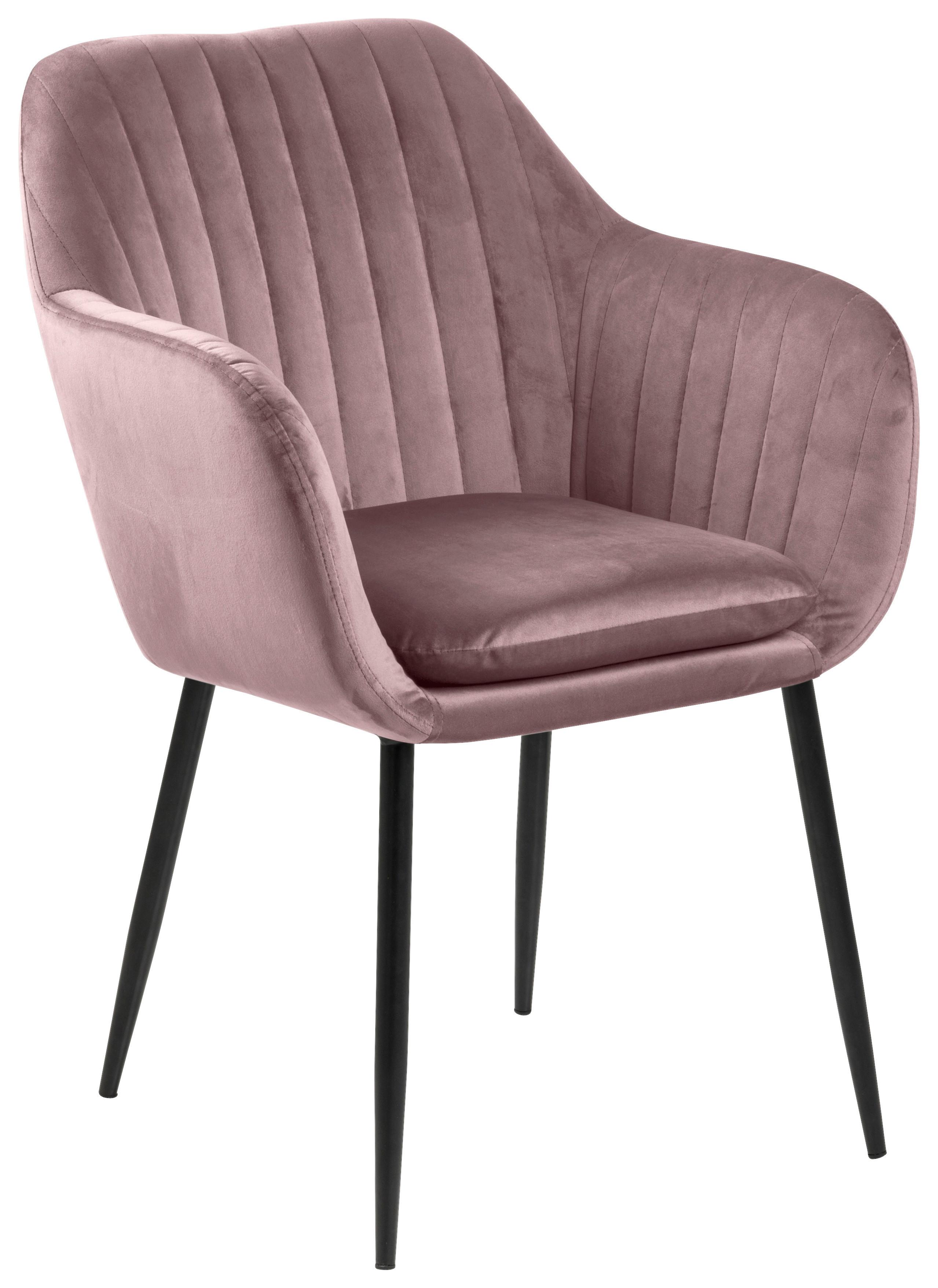 Židle S Područkami Emilia Růžová - starorůžová/černá, Trend, kov/textil (57/83/59cm) - Ambia Home