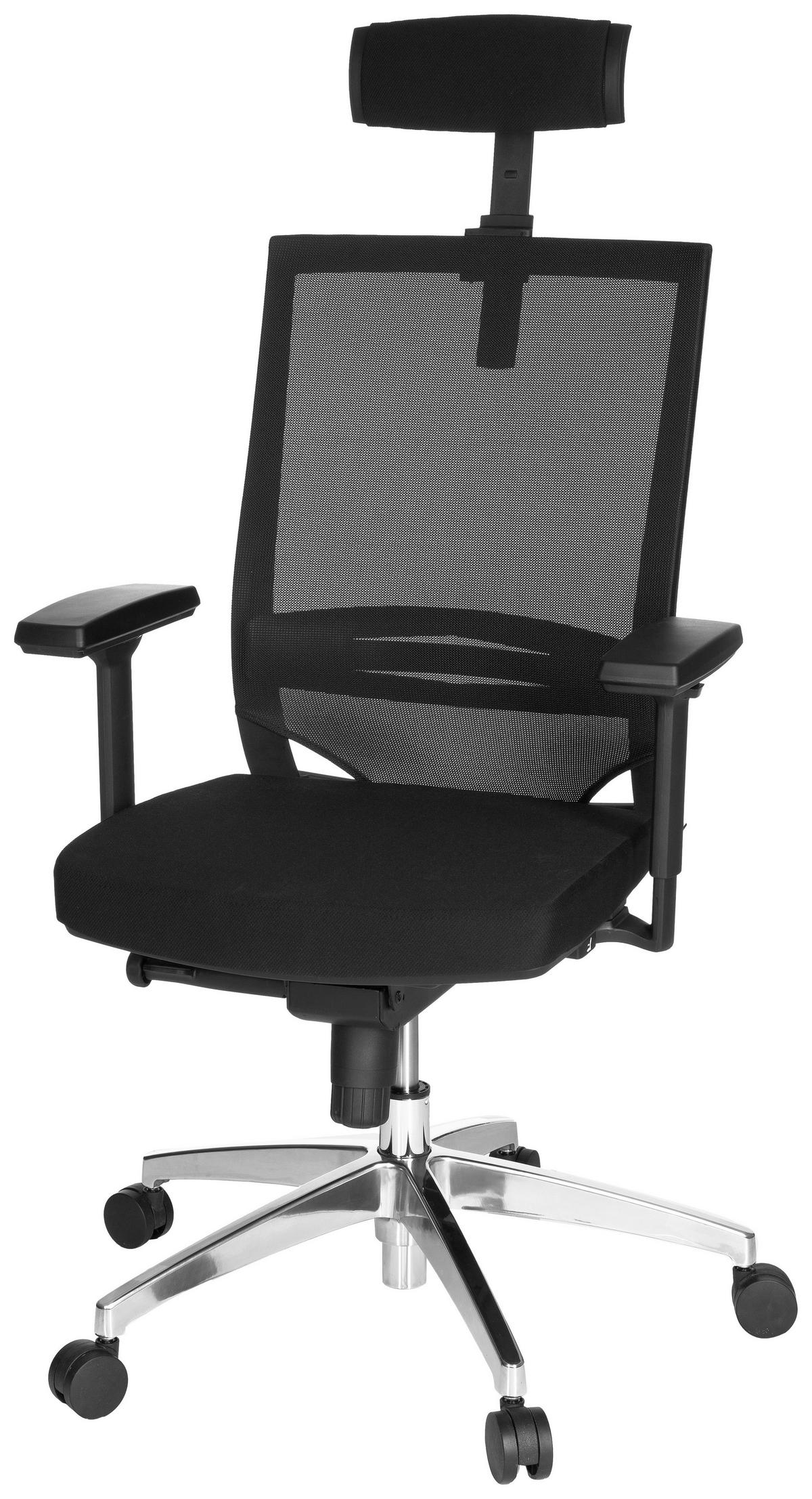 Drehstuhl Porto Max High Schwarz - Alufarben/Schwarz, MODERN, Kunststoff/Textil (63/113/65cm) - MID.YOU