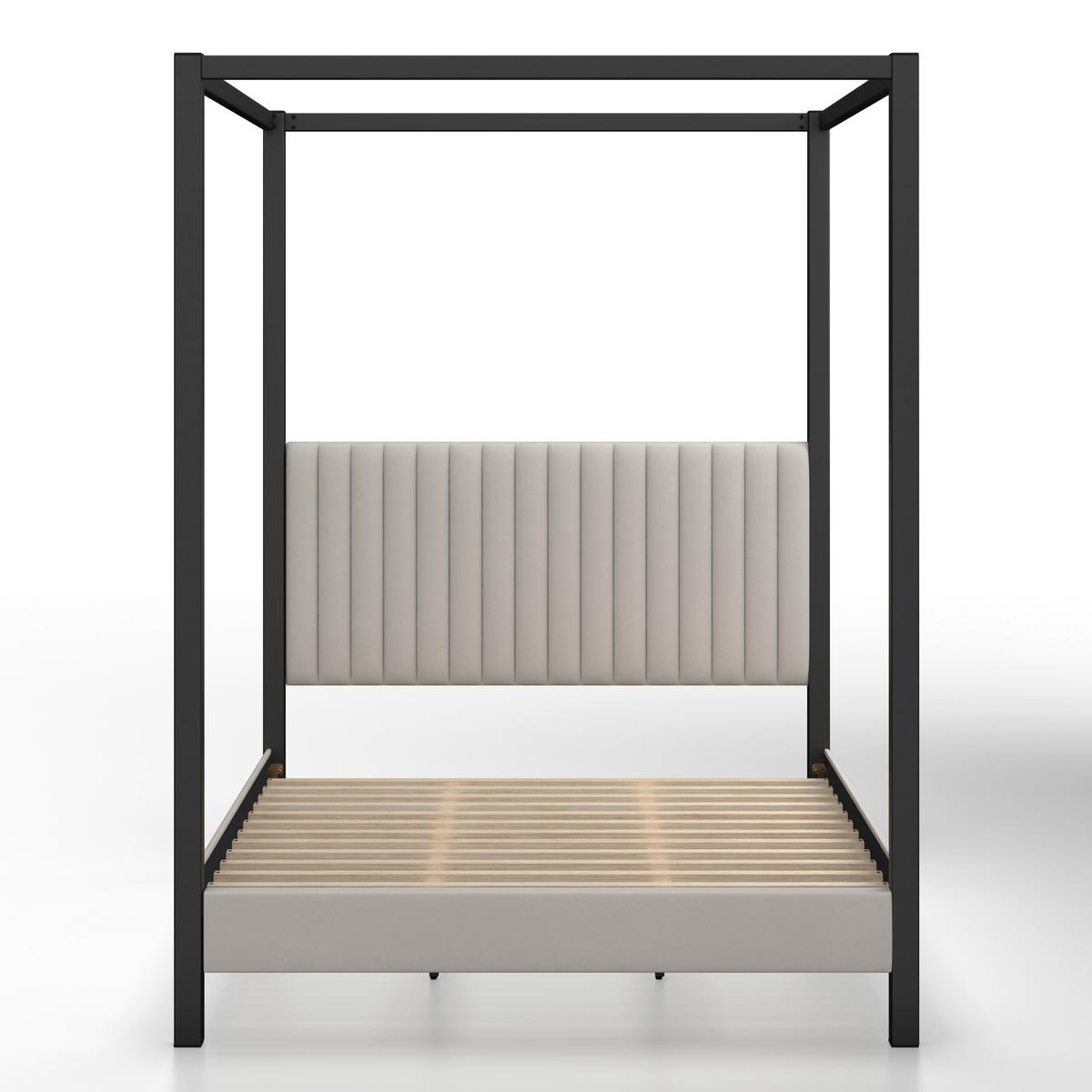 Čalúnená posteľ MONA 180x200, béžová - svetlohnedá/čierna, Modern, kov/drevo (180/200cm) - Bessagi Home