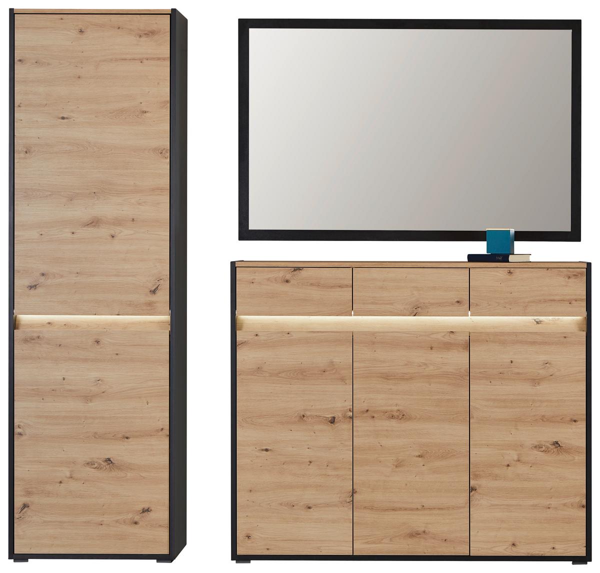 Wandspiegel Welcome Rechteckig Bxh: 130x84 Cm Schwarz Matt - MODERN, Glas/Holzwerkstoff (130/84/2,2cm)