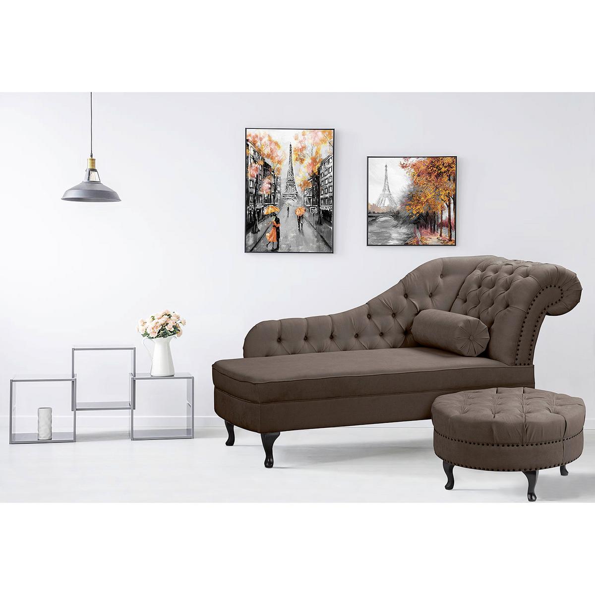 Récamiere Pako Graubraun B: 185cm - Graubraun/Braun, Design, Textil (185/93/75cm) - Livetastic