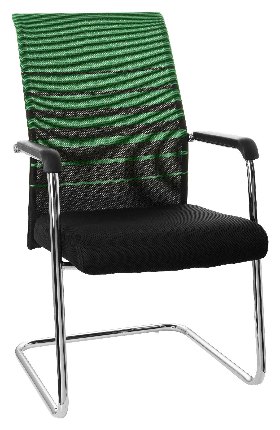 Besucherstuhl Mit Armstützen Grün/schwarz Bis 120 Kg - Chromfarben/Schwarz, MODERN, Kunststoff/Textil (57/104/55cm) - MID.YOU