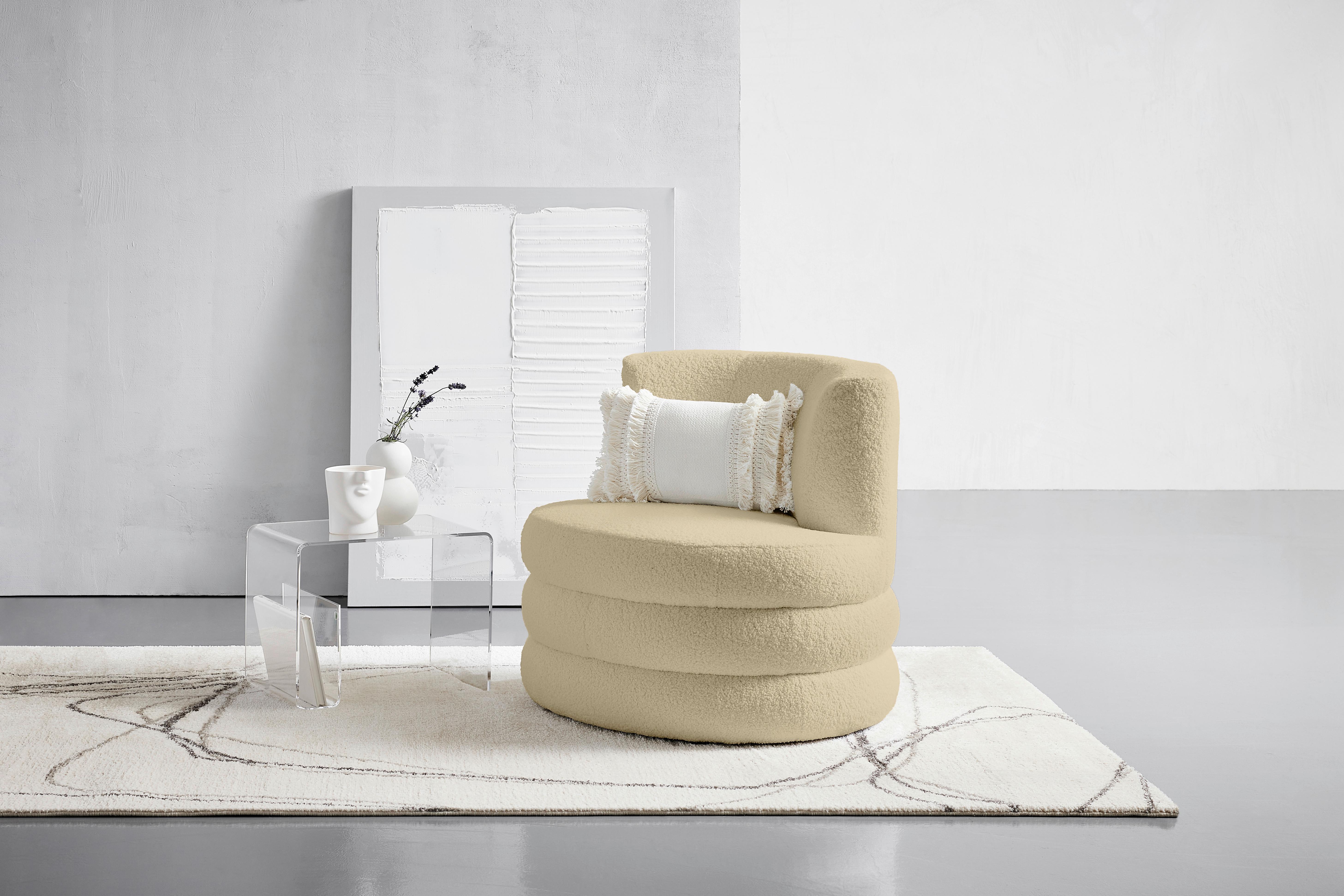 Designsessel Magari - Edelstahlfarben/Beige, Trend, Textil (90/82/85cm) - Livetastic
