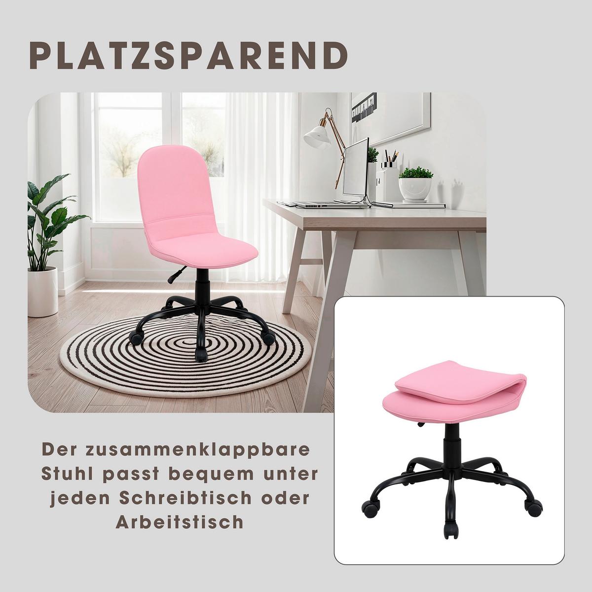 Drehstuhl Trolly - Pink/Schwarz, MODERN, Textil/Metall (42/95/54cm) - MID.YOU