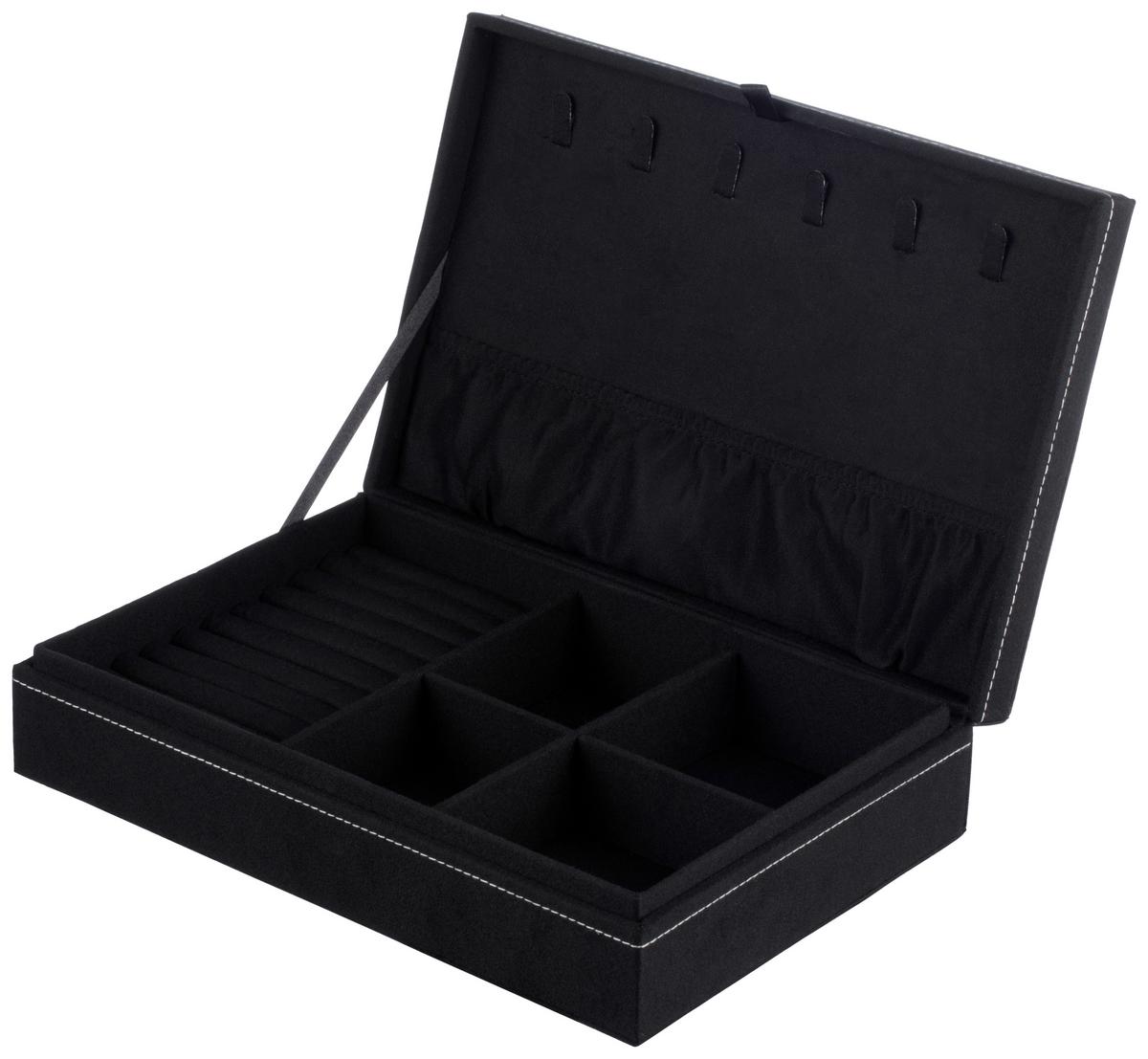 Schmuckkästchen Valerie - Schwarz, KONVENTIONELL, Papier/Textil (28/18,5/6,5cm) - James Wood