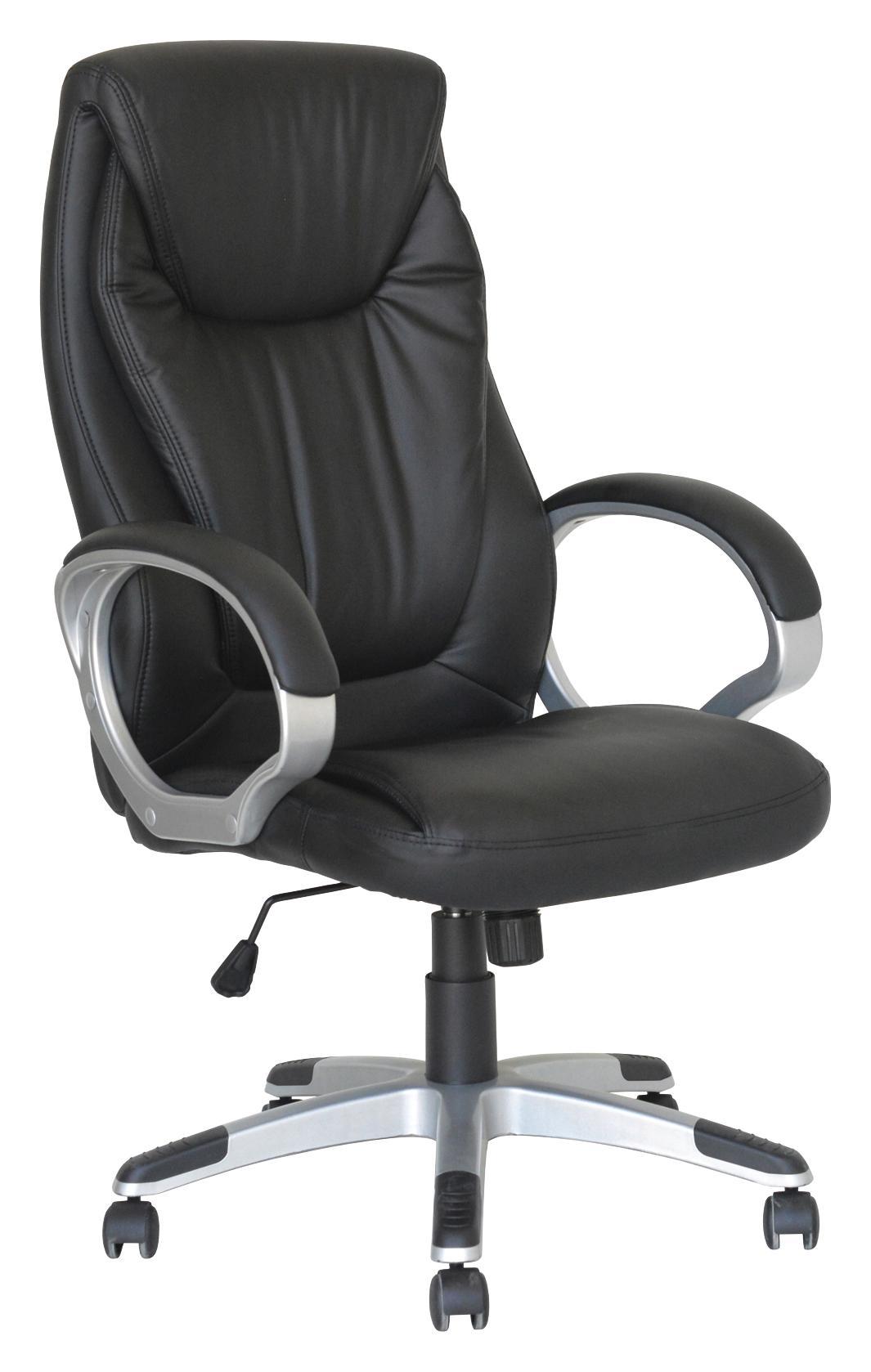 Főnöki Szék Oliver - Fekete/Ezüst, modern, Műanyag/Textil (65/112-122/67cm)