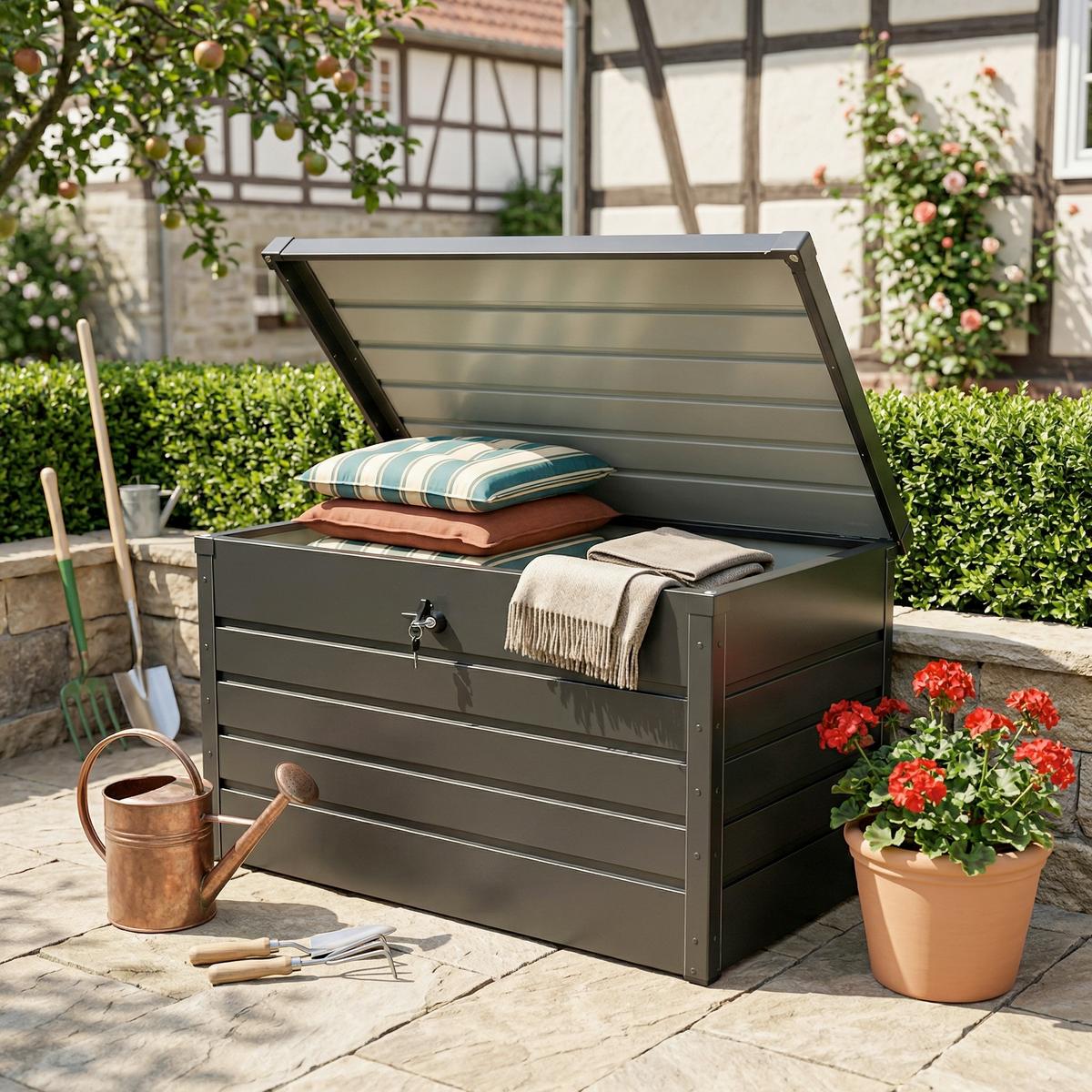 Kissenbox Volumen ca. 300 Liter - Anthrazit Hochglanz, Basics, Metall (100/61/62cm)
