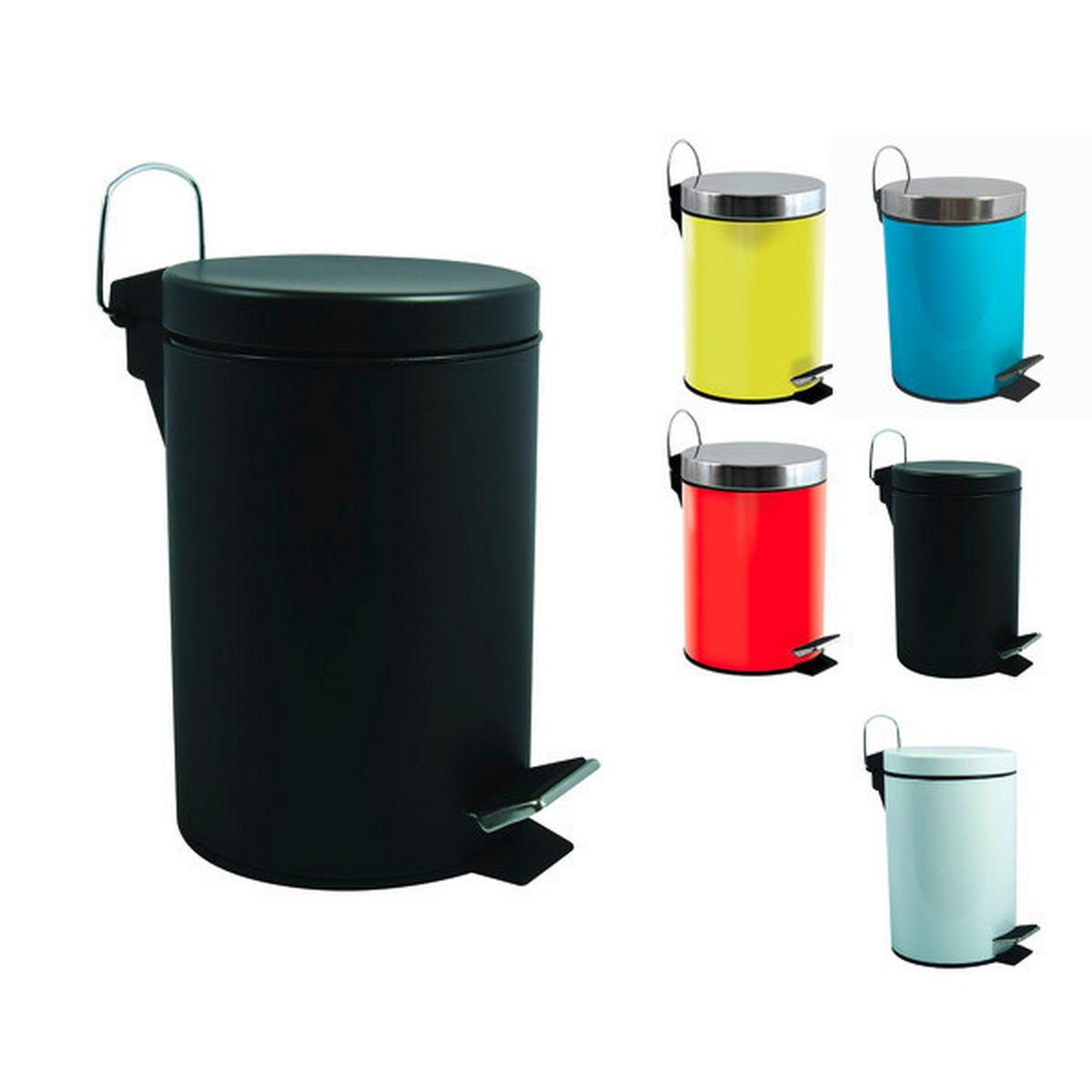 Kosmetikeimer Unis 5l Schwarz Metall Dxh 20,5x27,7 - Schwarz, Basics, Kunststoff/Metall (20,5/27,7cm)