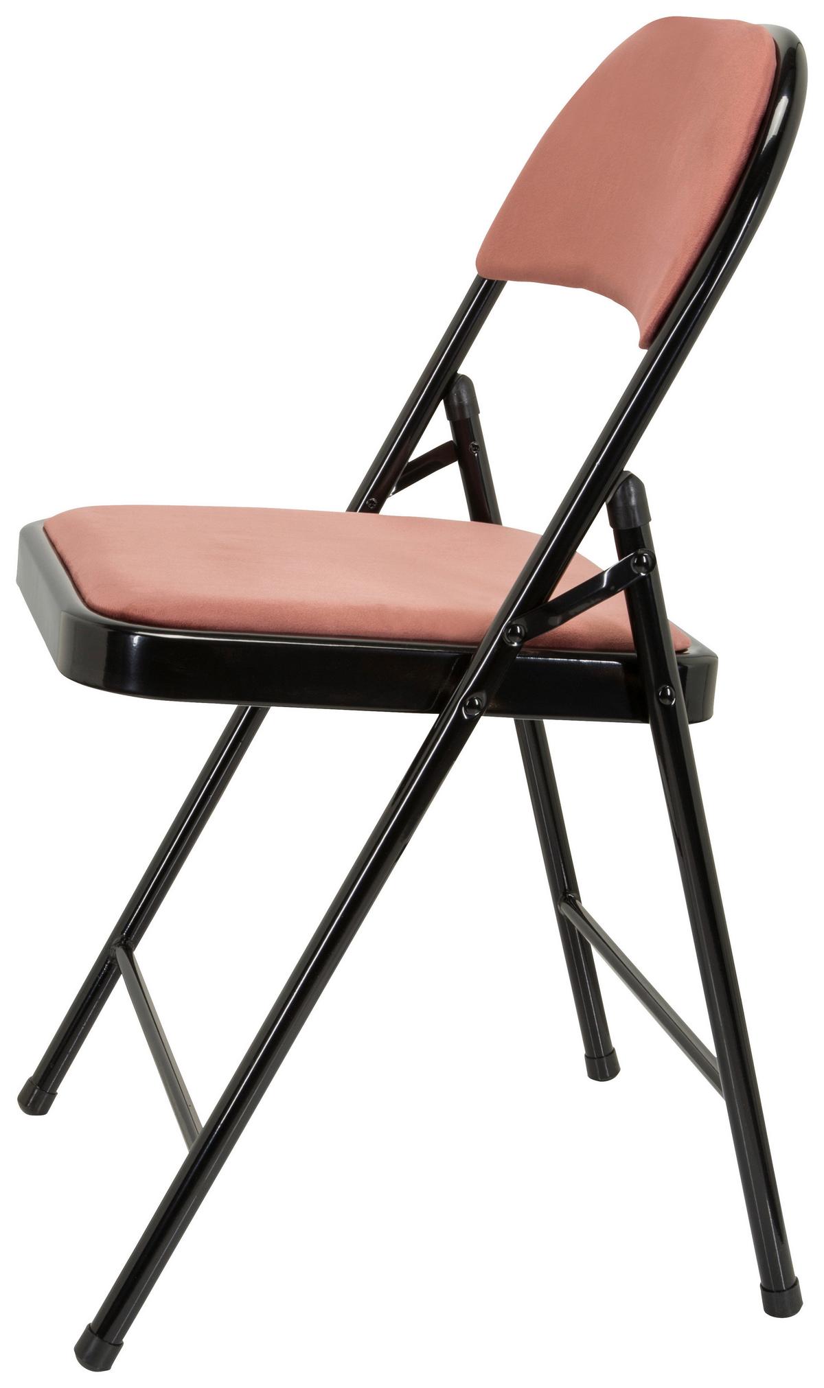 Klappstuhl Tudela I Rosa/Schwarz Samt - Schwarz/Rosa, Basics, Textil/Metall (44/80/49cm) - MID.YOU