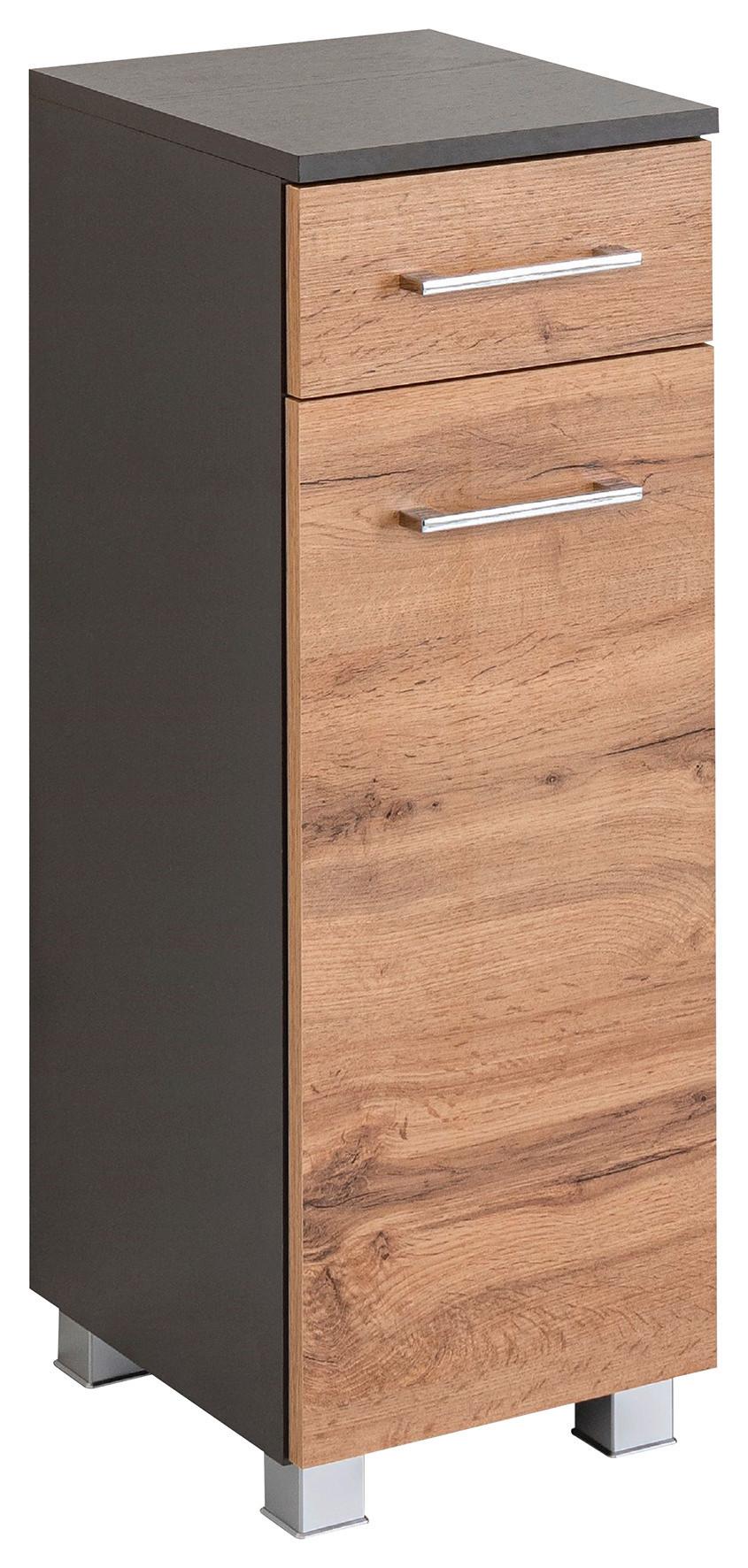 Unterschrank Paris Eiche Wotan/Weiß B: 30 cm - Silberfarben/Eiche Wotan, MODERN, Holzwerkstoff (30/79/35cm) - Held