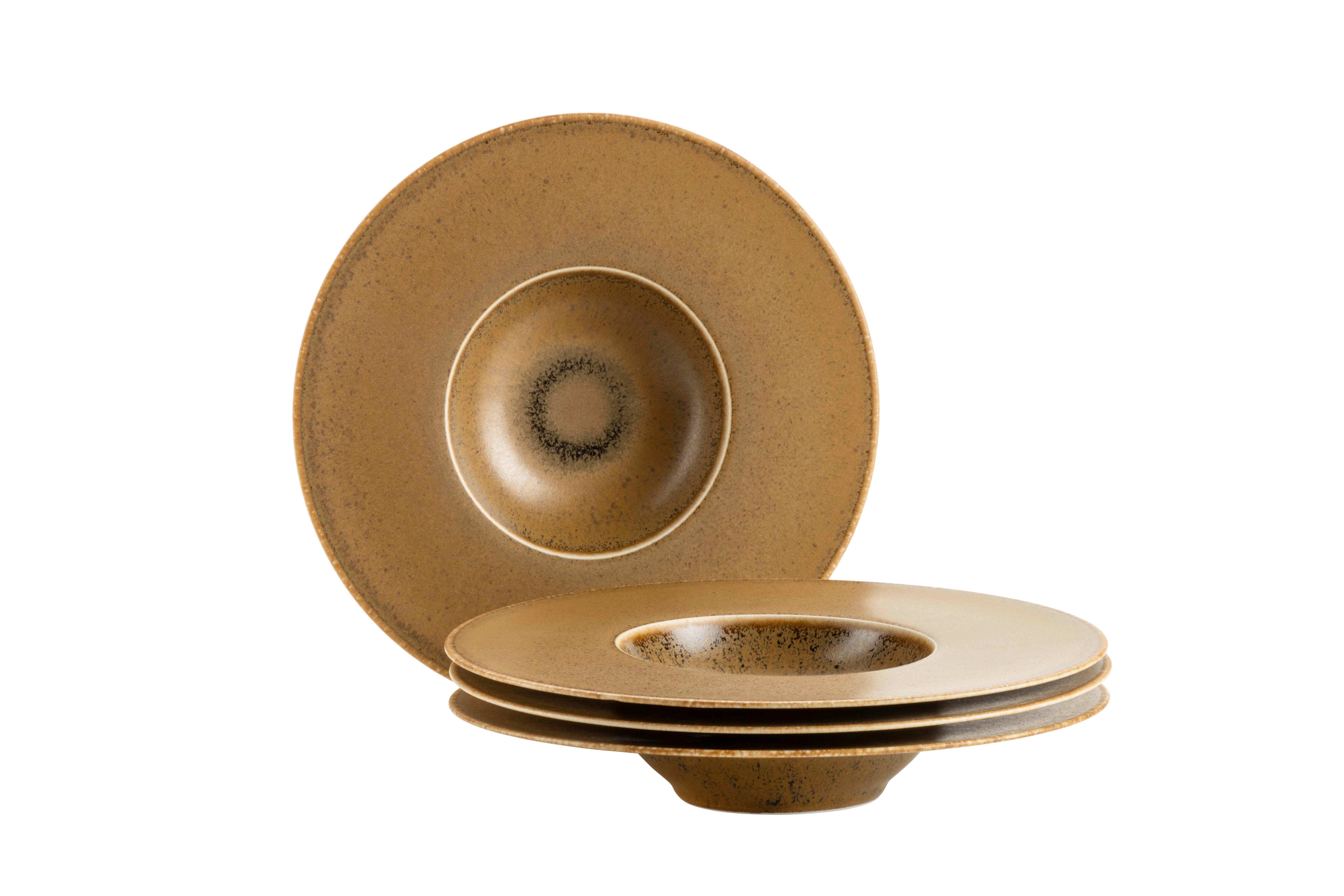 TELLERSET Grumpy 4--Teilig. rund B: 25 cm - Cognac, Basics, Keramik (25cm) - Mäser
