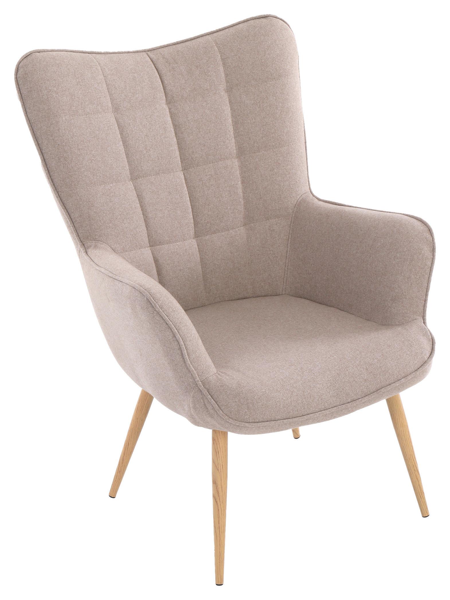 Polstersessel Mir Armlehnen Uta Beige/Eichefarben - Sandfarben/Eichefarben, MODERN, Holzwerkstoff/Textil (72/97/80cm) - MID.YOU