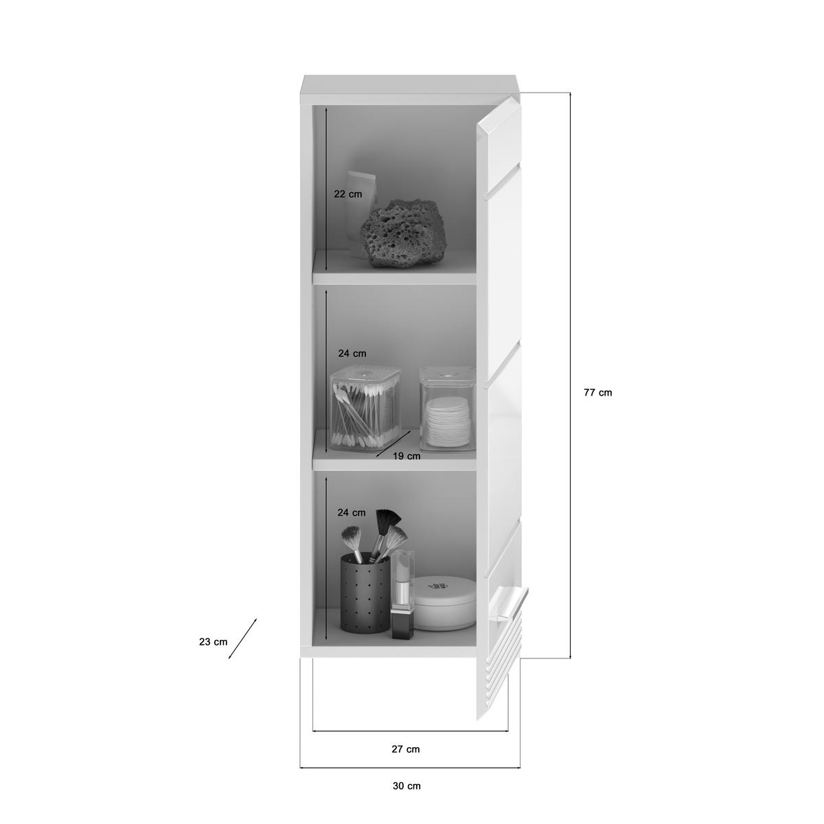 Hängeschrank Linus Weiß B: 30 cm - Weiß Hochglanz/Weiß, MODERN, Holzwerkstoff (30/77/23cm) - MID.YOU