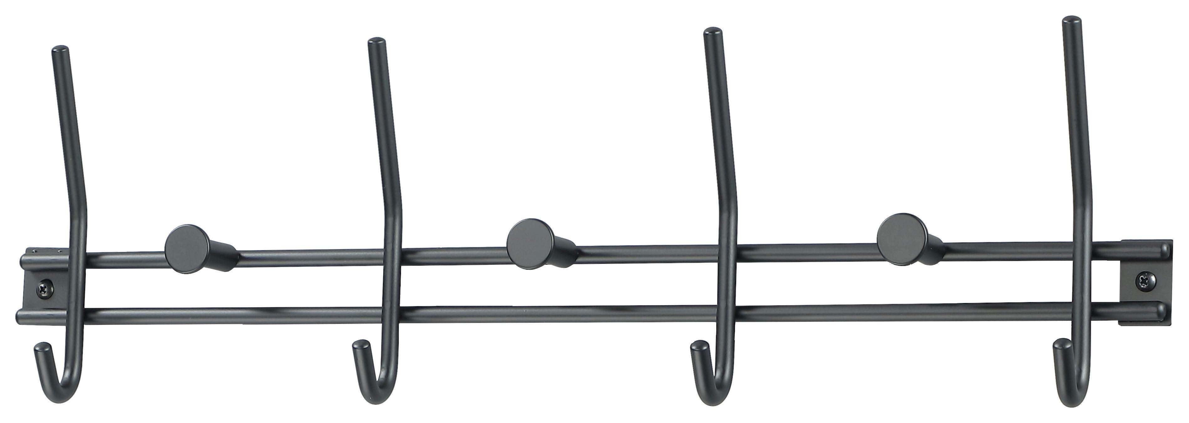 Hakenleiste Ella 2 - Schwarz, MODERN, Metall (54/15,6/5,3cm)