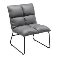Relaxačné kreslo ELEINA, sivá tkanina so vzhľadom kože - čierna/sivá, Modern, kov/textil (71/82/70cm) - Bessagi Home