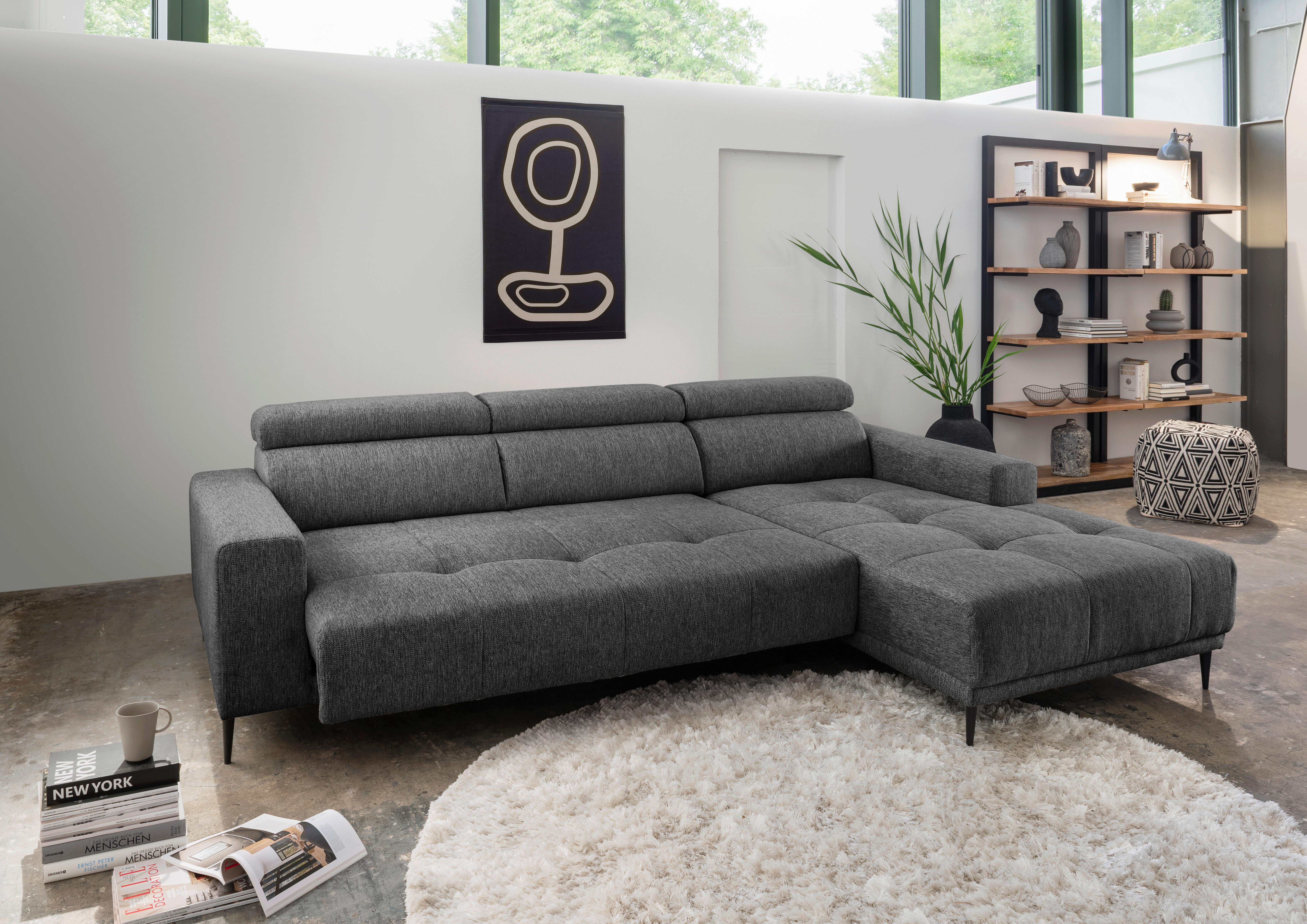 Ecksofa Intera Anthrazit S: 276x188 cm - Anthrazit/Schwarz, KONVENTIONELL, Textil (276/188cm) - P & B