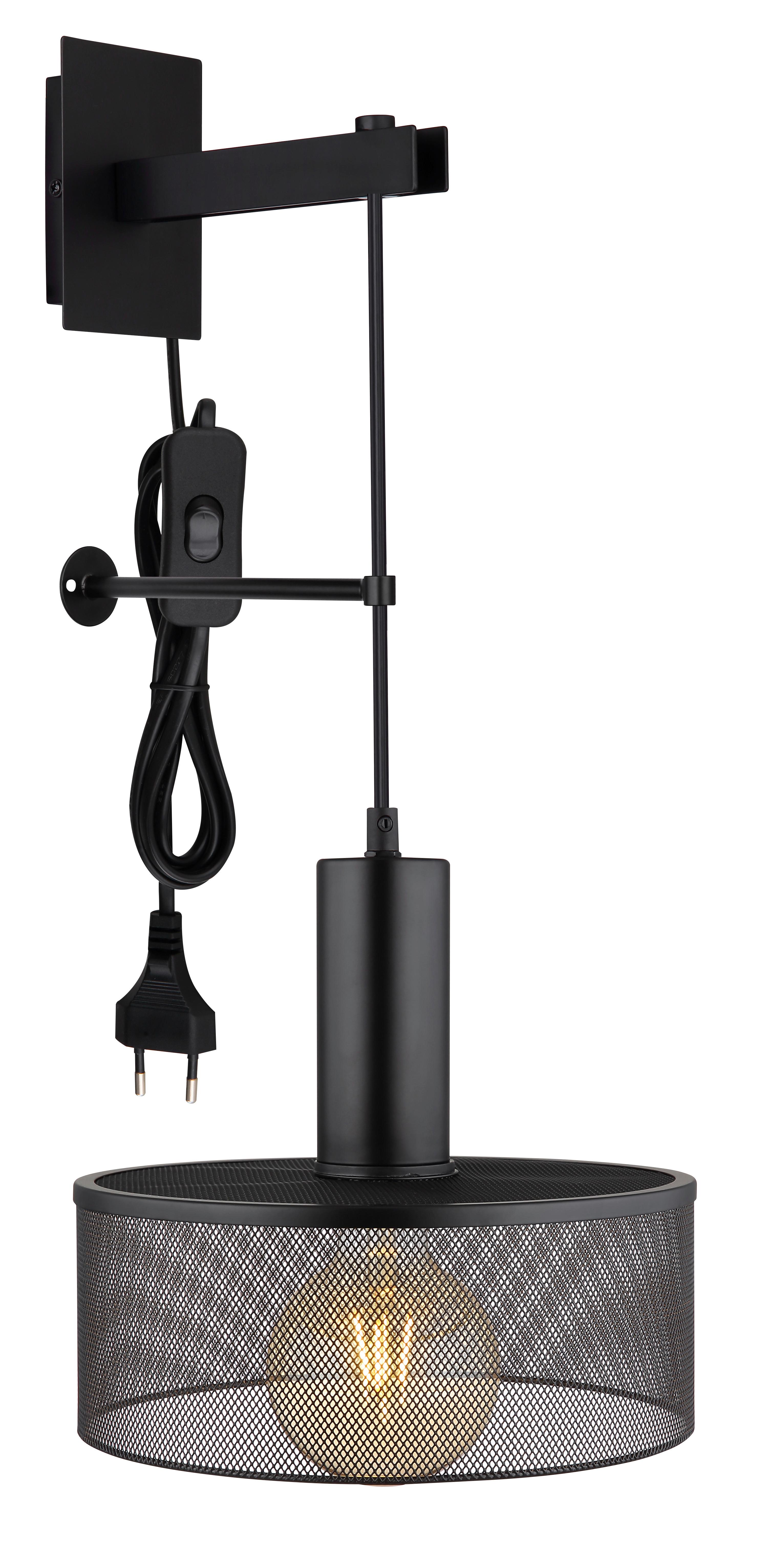 Wandleuchte 15648w3 - Schwarz, Design, Metall (25/29,5/57cm) - Globo