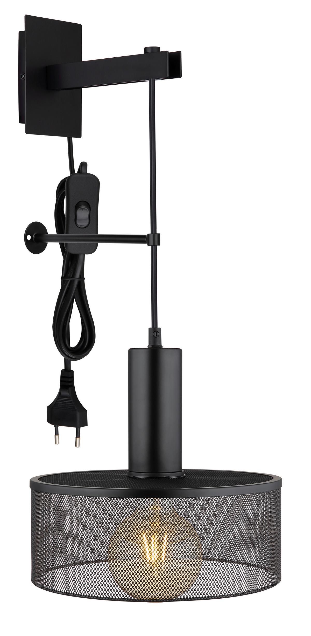 Wandleuchte 15648w3 - Schwarz, Design, Metall (25/29,5/57cm) - Globo