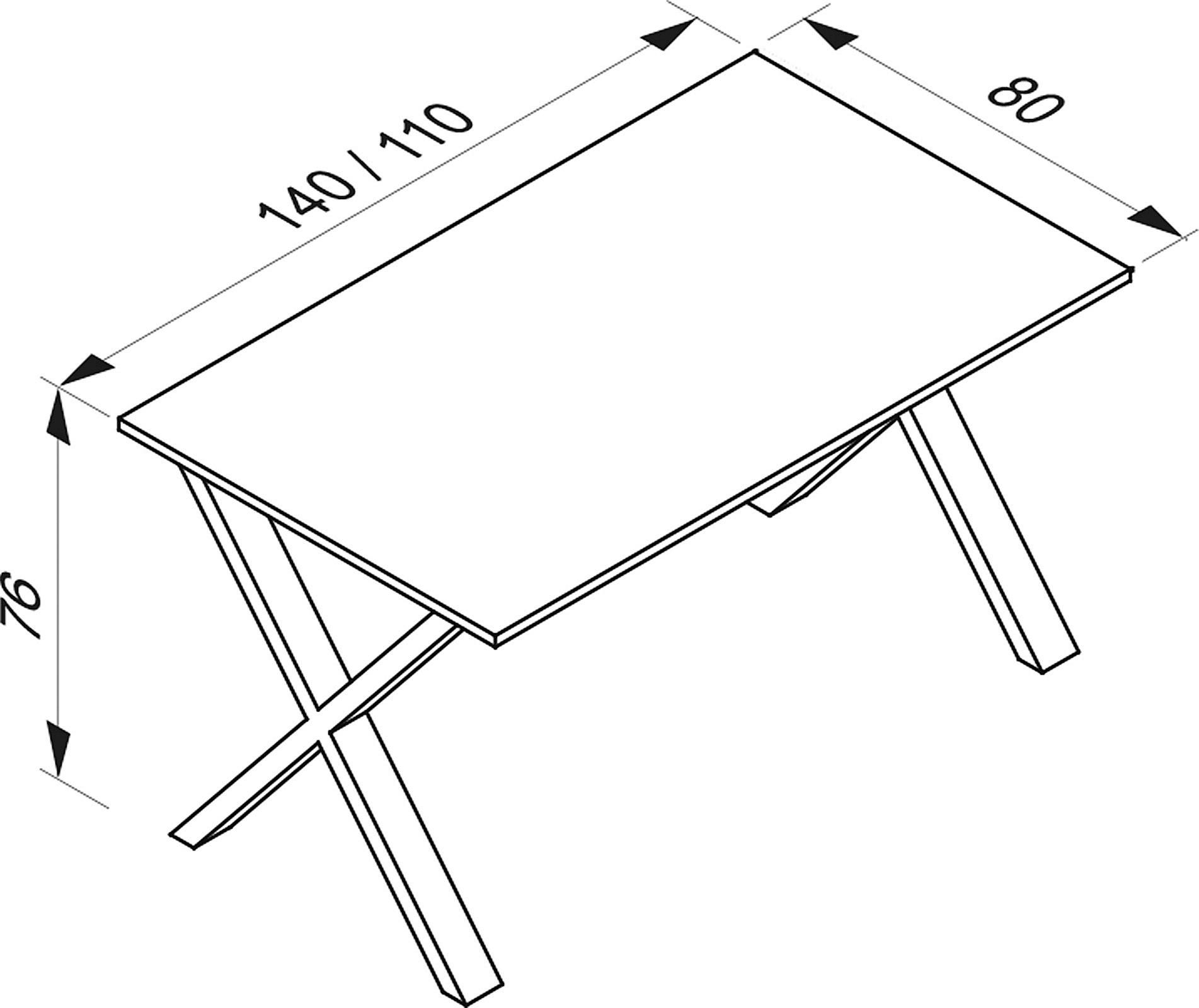 Schreibtisch B 50cm H 76cm Lona, Eiche Dekor - Schwarz/Sonoma Eiche, MODERN, Holzwerkstoff/Metall (140/80/76cm) - MID.YOU