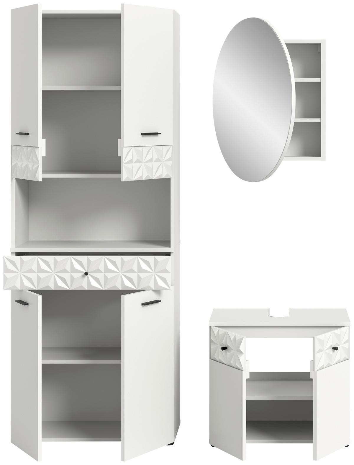 Badezimmer Prisma Weiß B: 130 Cm - Schwarz/Weiß, MODERN, Glas/Holzwerkstoff (130cm) - MID.YOU