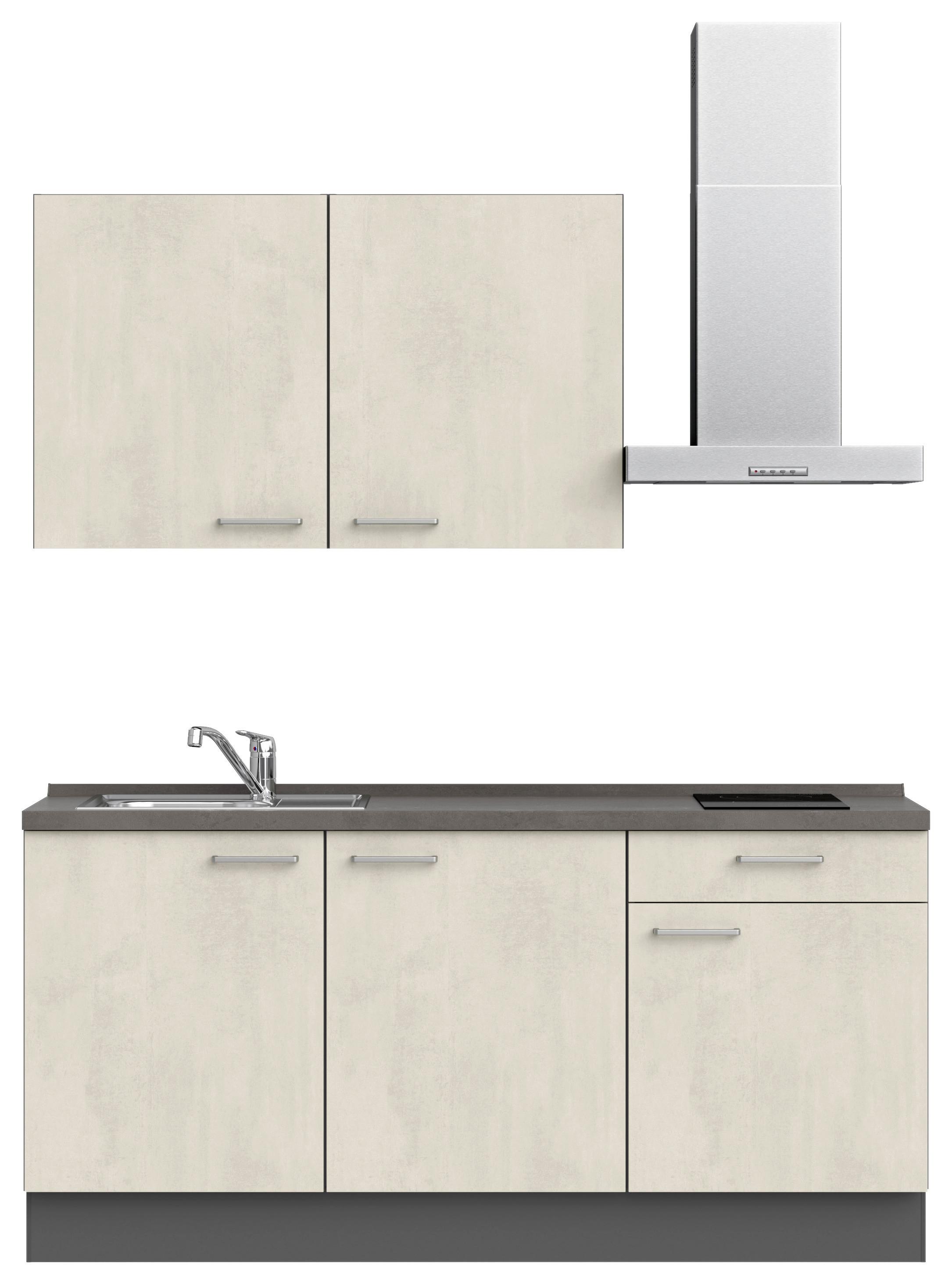Kuchyňská linka 180 cm, bílý betón/ břidlicově šedá - bílá/barvy břidlice, Moderní, kov/kompozitní dřevo (180cm) - Nobilia