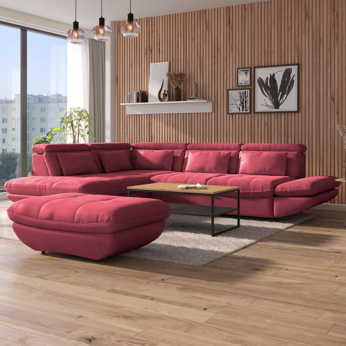 Wohnlandschaft Park - Koralle/Schwarz, MODERN, Textil (311/233cm) - Luca Bessoni