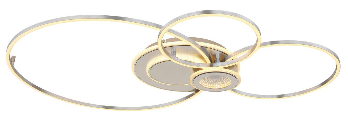 LED-DECKENLEUCHTE Memory-Funktion - Silberfarben/Opal, Design, Kunststoff/Metall (103,5/65/8,5cm) - Globo