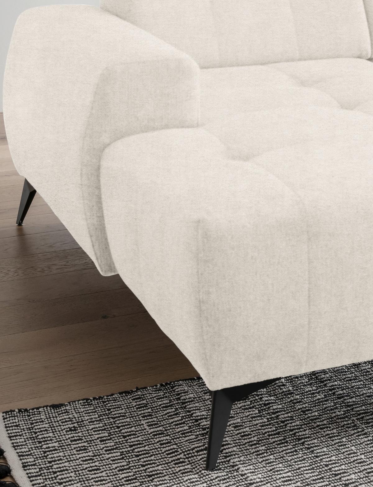 Ecksofa, Sitzvorzug Elektrisch Sano, Creme, 180x337x200 Cm - Creme/Schwarz, MODERN, Textil (180/337/200cm) - Livetastic