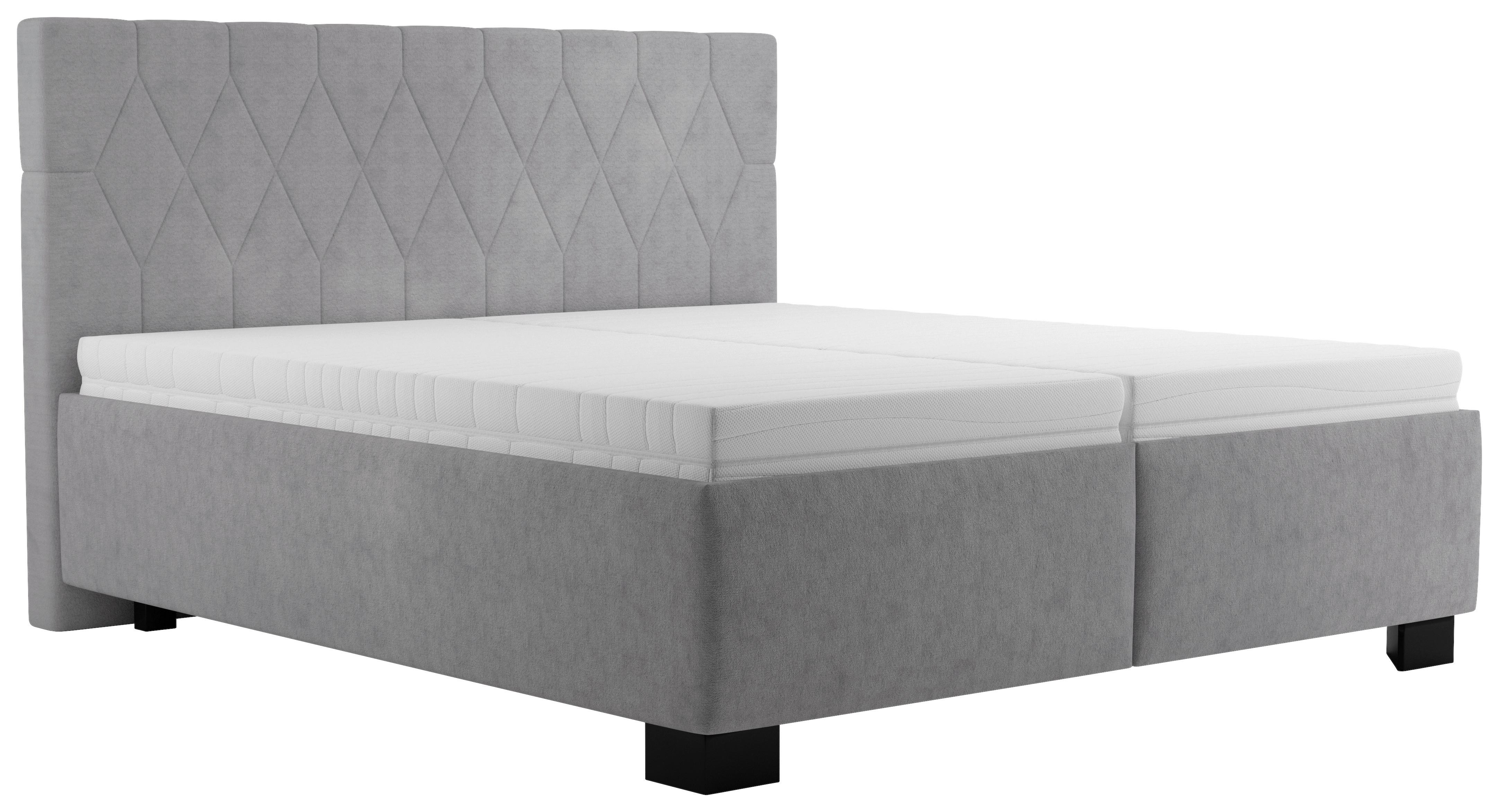 Čalúnená posteľ FERAMA 180x200 cm, sivá - čierna/sivá, Modern, drevo/textil (180/200cm)