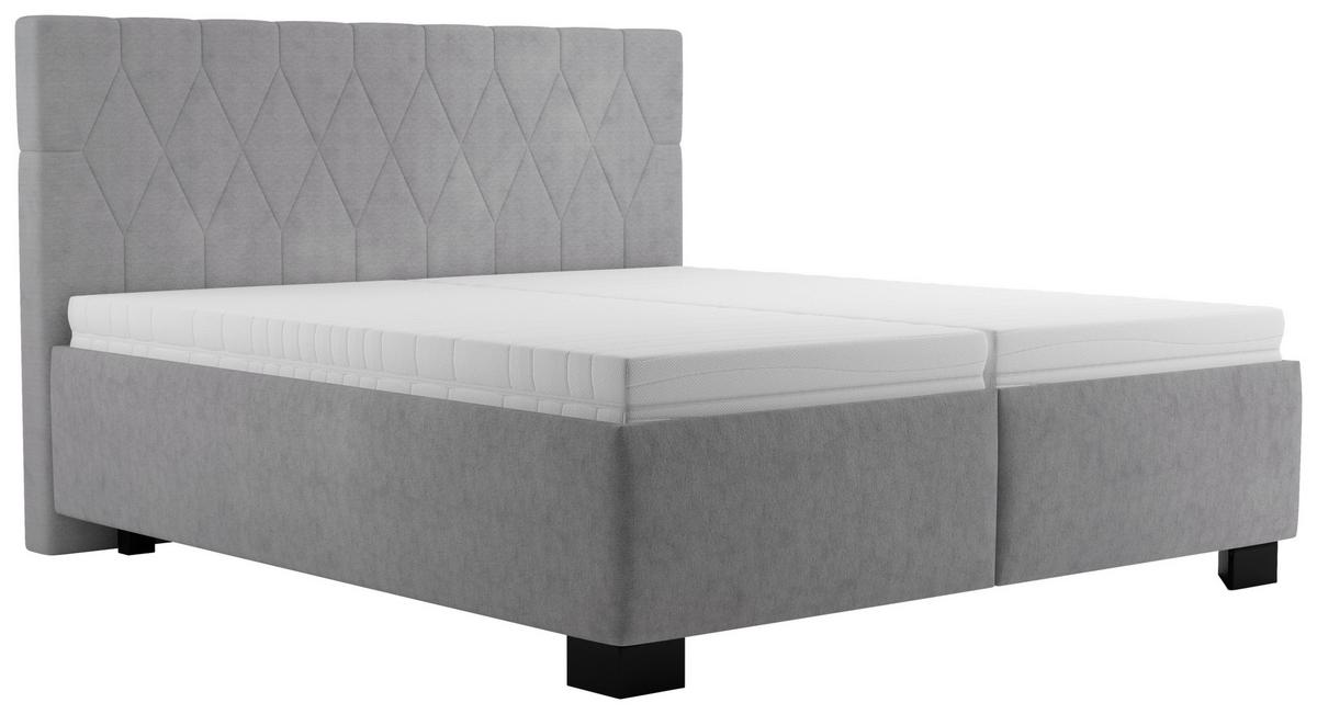 Čalúnená posteľ FERAMA 180x200 cm, sivá - čierna/sivá, Modern, drevo/textil (180/200cm)