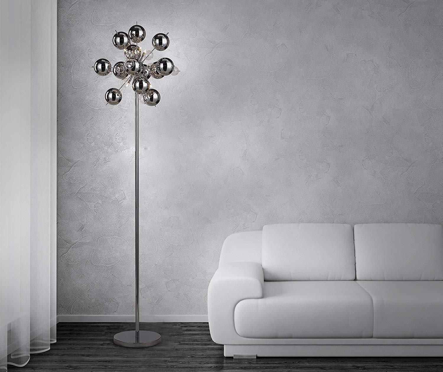 Stehlampe Explosion Klar/Chromfarben aus Glas - Klar/Chromfarben, Design, Glas/Metall (50/167cm) - Näve