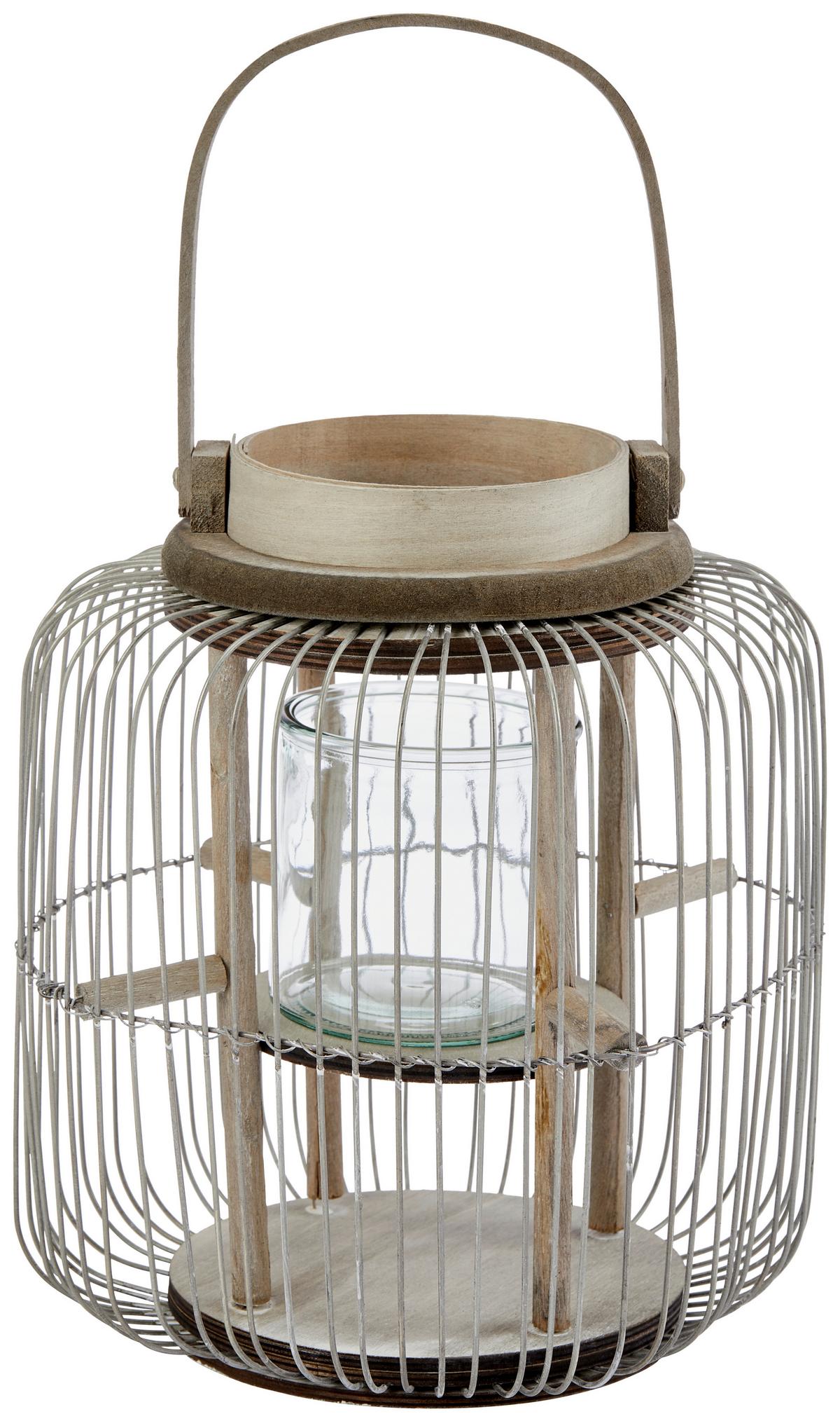Windlicht Metall Grau Ø 25 cm - Grau, MODERN, Metall (25/27/30cm)