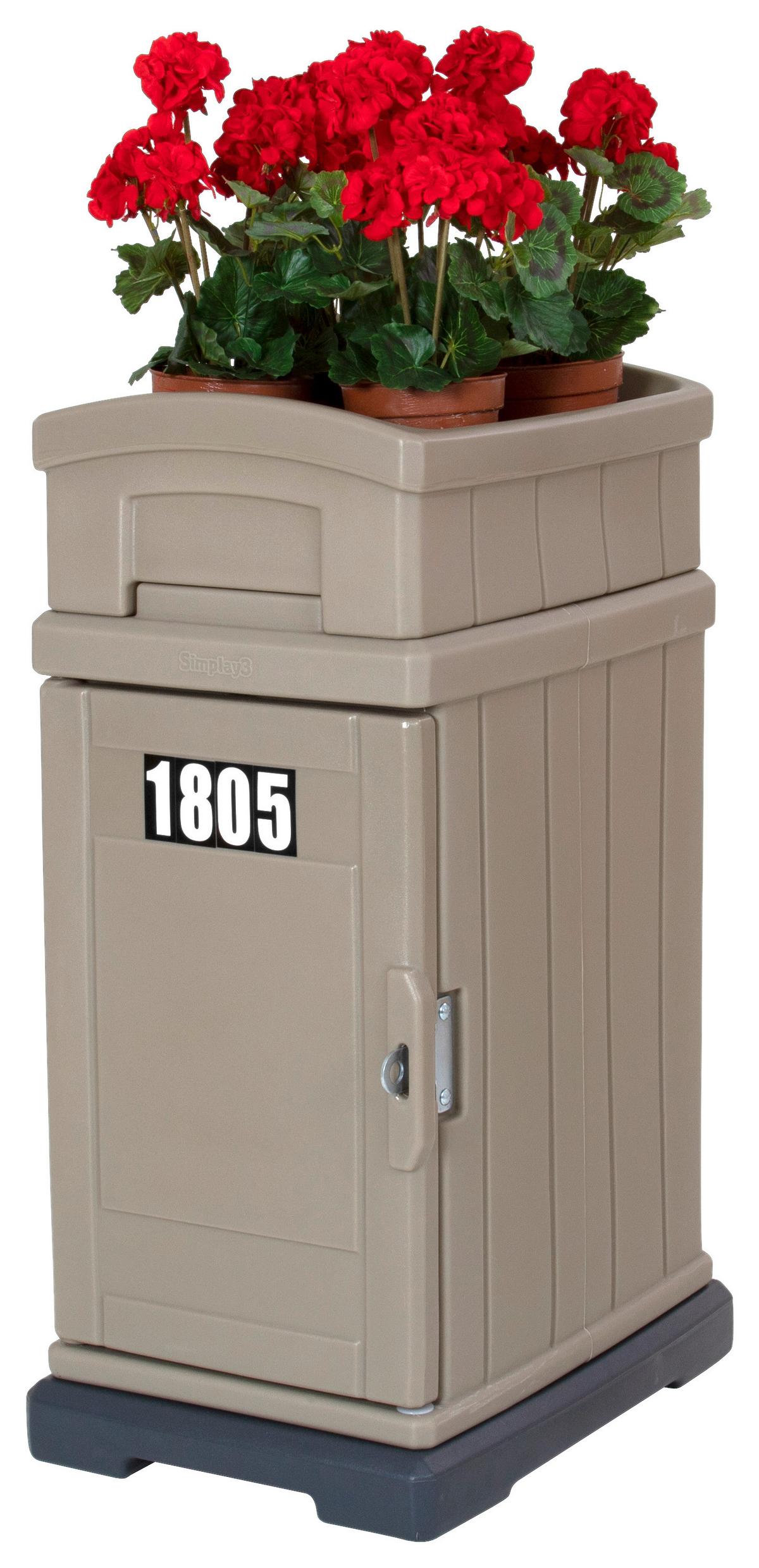 Paketbox mit Pflanzaufsatz Simplay Hide Away H: 98,1 cm - Hellbraun, Basics, Kunststoff (56,5/42,5/98,1cm)