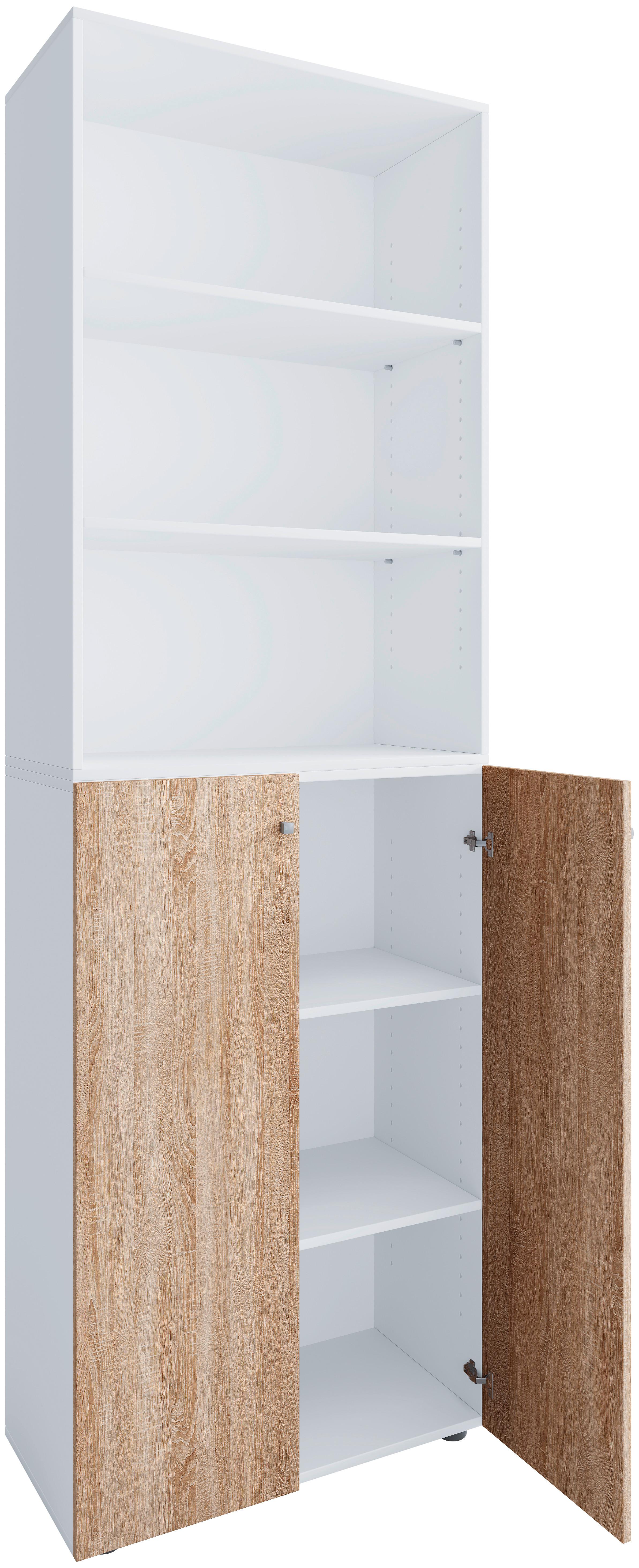 Aktenschrank Lona Weiß, Eiche Dekor B: 70cm - Weiß/Sonoma Eiche, Design, Holzwerkstoff (70/220/39cm) - MID.YOU