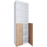 Aktenschrank Lona Weiß, Eiche Dekor B: 70cm - Weiß/Sonoma Eiche, Design, Holzwerkstoff (70/220/39cm) - MID.YOU