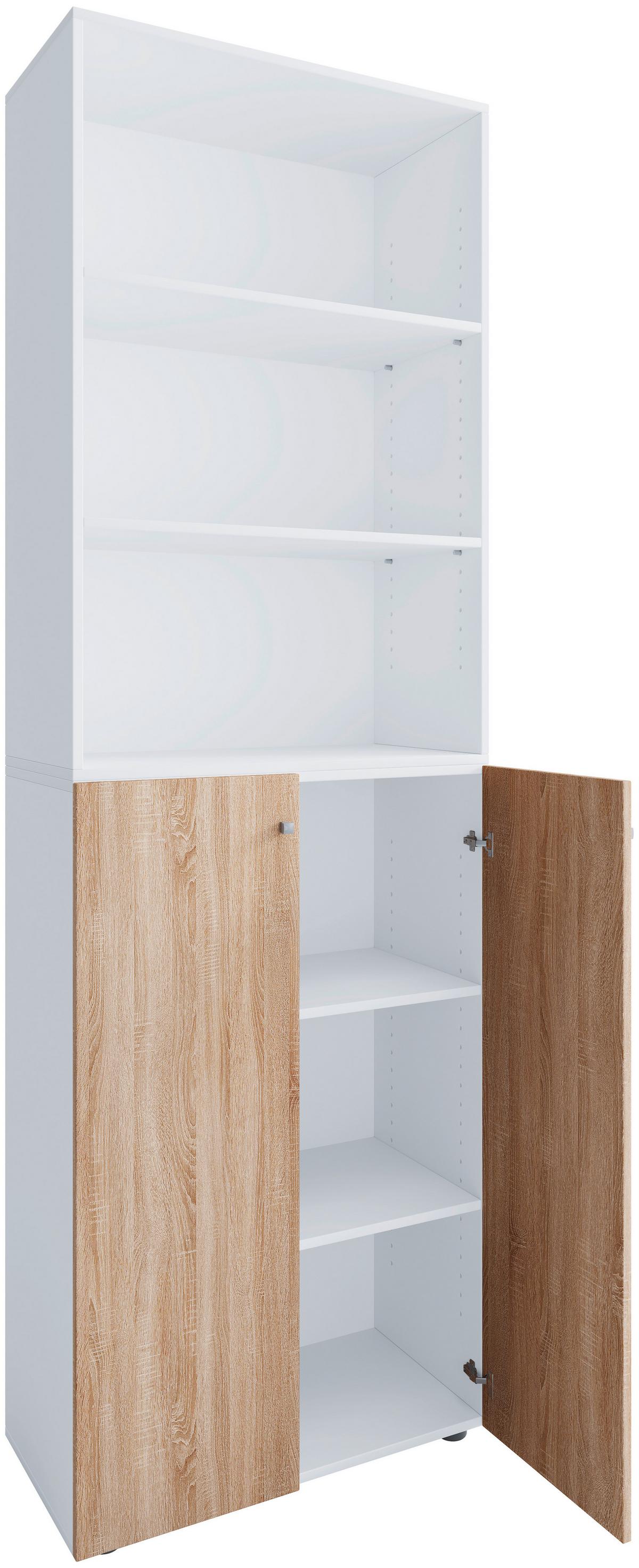 Aktenschrank Lona Weiß, Eiche Dekor B: 70cm - Weiß/Sonoma Eiche, Design, Holzwerkstoff (70/220/39cm) - MID.YOU