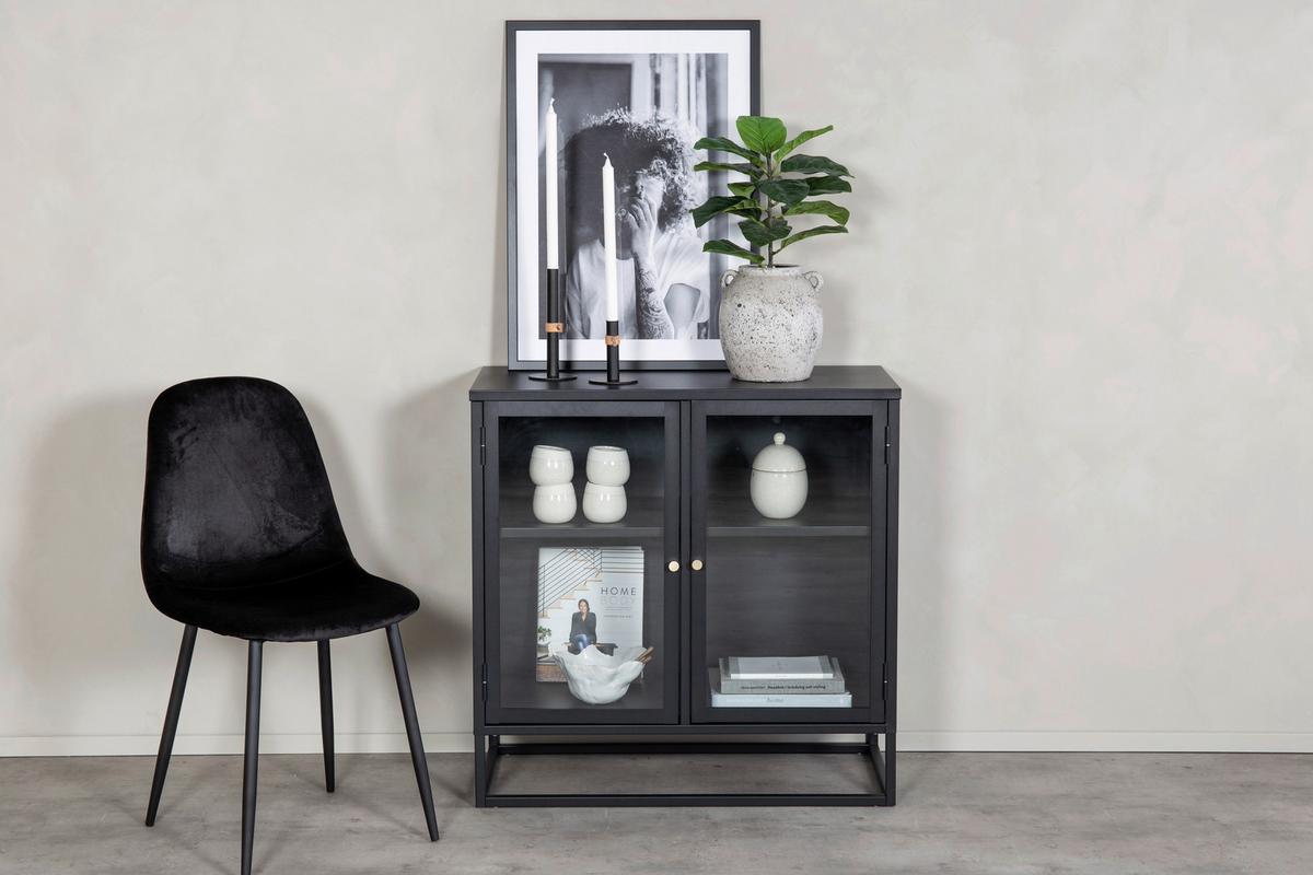 Sideboard Bakal - Schwarz, Design, Glas/Metall (85/85/40cm) - Livetastic