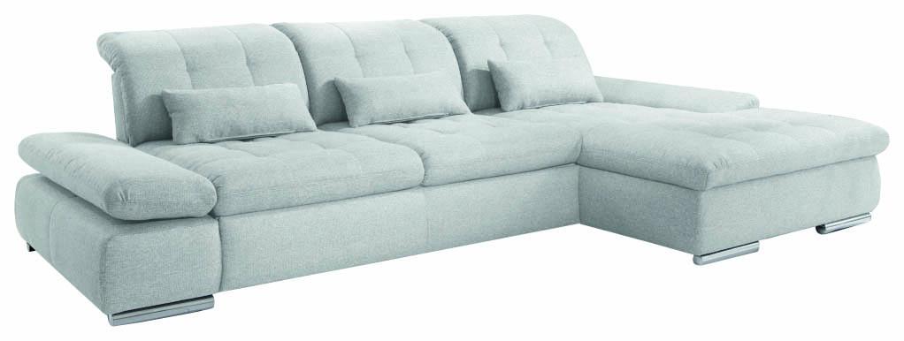 Rohová sedačka SANFINO, levá, světle šedá, bez funkcí - světle šedá/barvy chromu, Konvenční, kov/kompozitní dřevo (199/305cm) - Premium Living