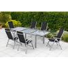 Gartentisch ausziehbar Metall/Glas L 200-300 cm - Silberfarben/Grau, KONVENTIONELL, Glas/Metall (200-300/110/75cm) - Gardenson
