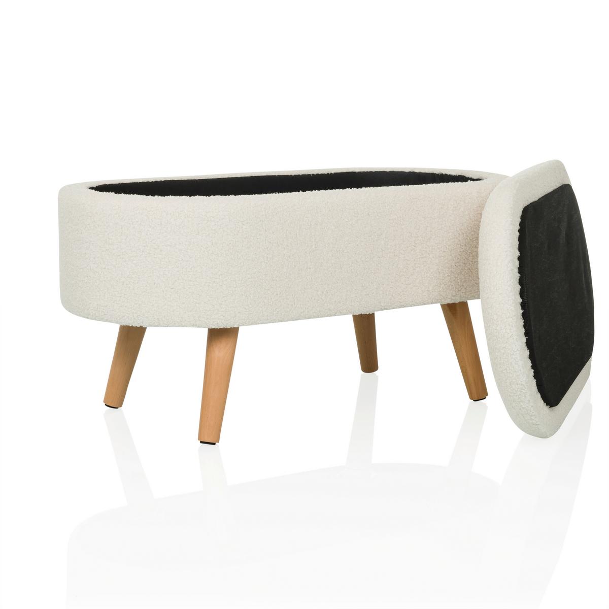 Hocker Storiano Weiß B: 82 Cm - Eichefarben/Weiß, MODERN, Textil (82/43/47cm) - MID.YOU