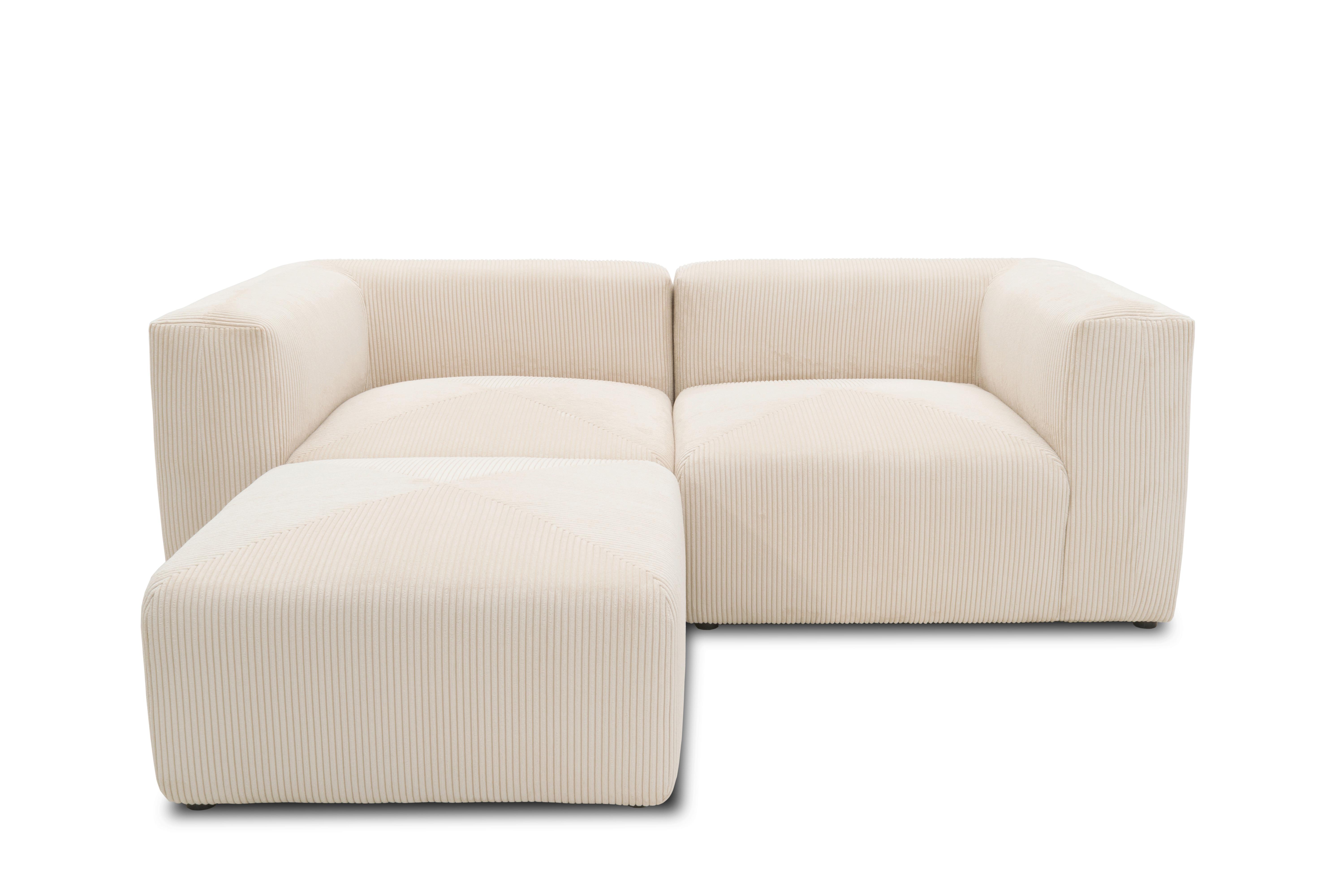 Ecksofa Creme B: 216 Cm - Creme/Schwarz, Design, Textil (216/69/193cm) - MID.YOU